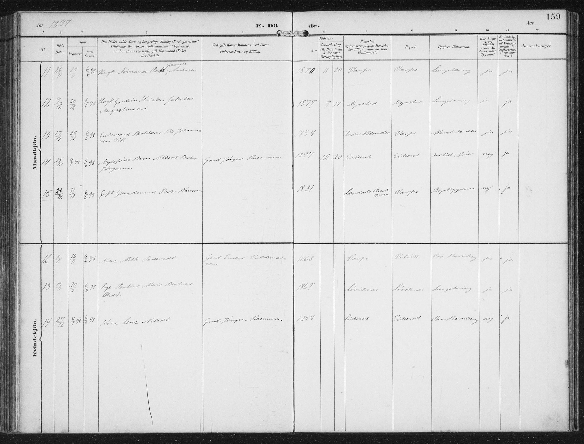 Bremanger sokneprestembete, AV/SAB-A-82201/H/Haa/Haab/L0002: Parish register (official) no. B  2, 1896-1908, p. 159