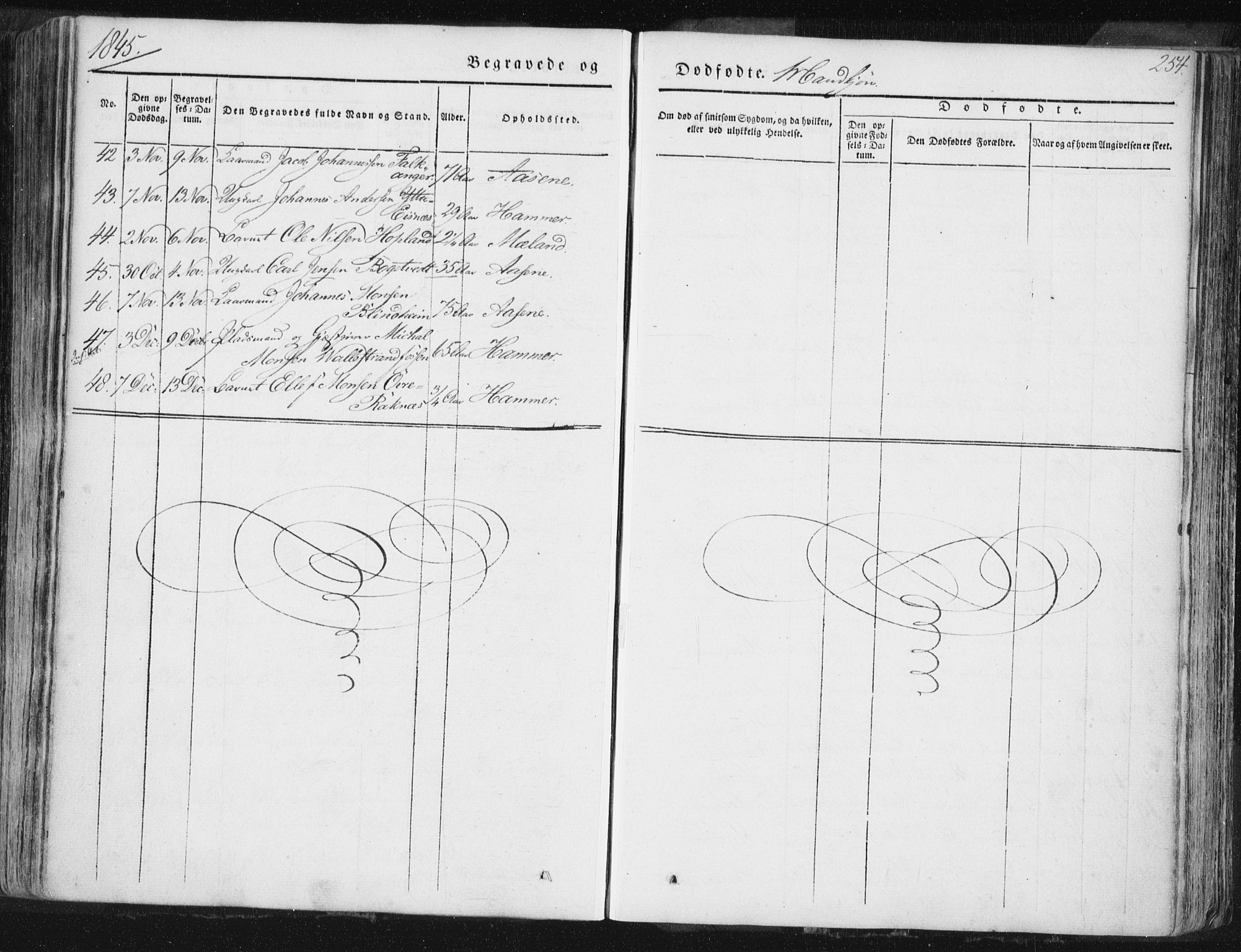 Hamre sokneprestembete, SAB/A-75501/H/Ha/Haa/Haaa/L0012: Parish register (official) no. A 12, 1834-1845, p. 254