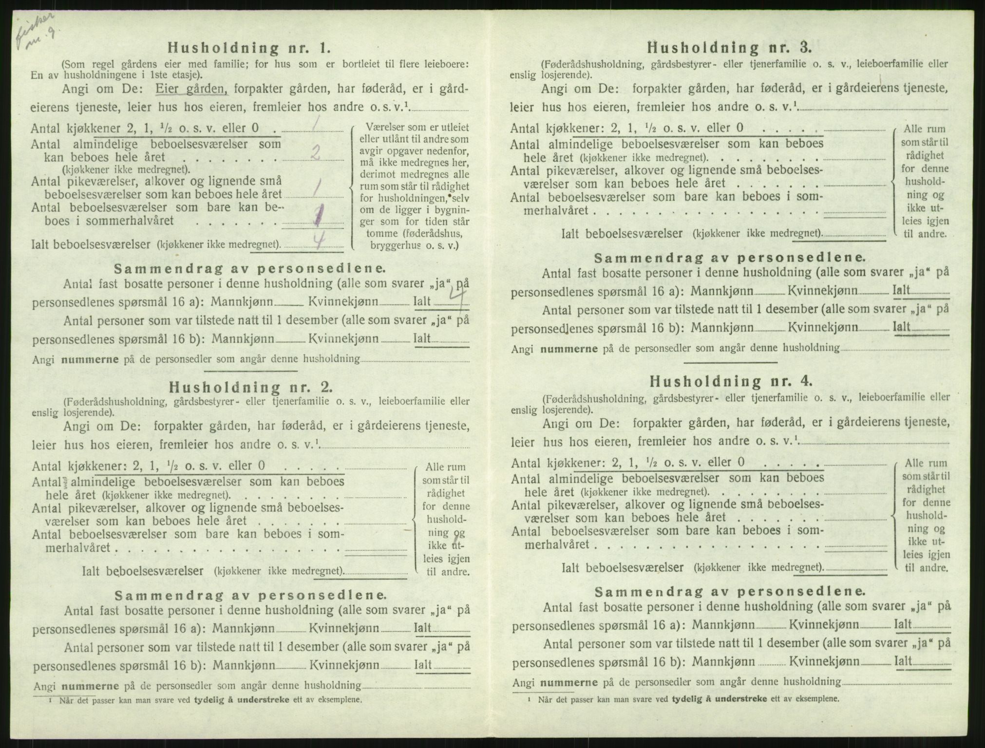 SAT, 1920 census for Hustad, 1920, p. 592