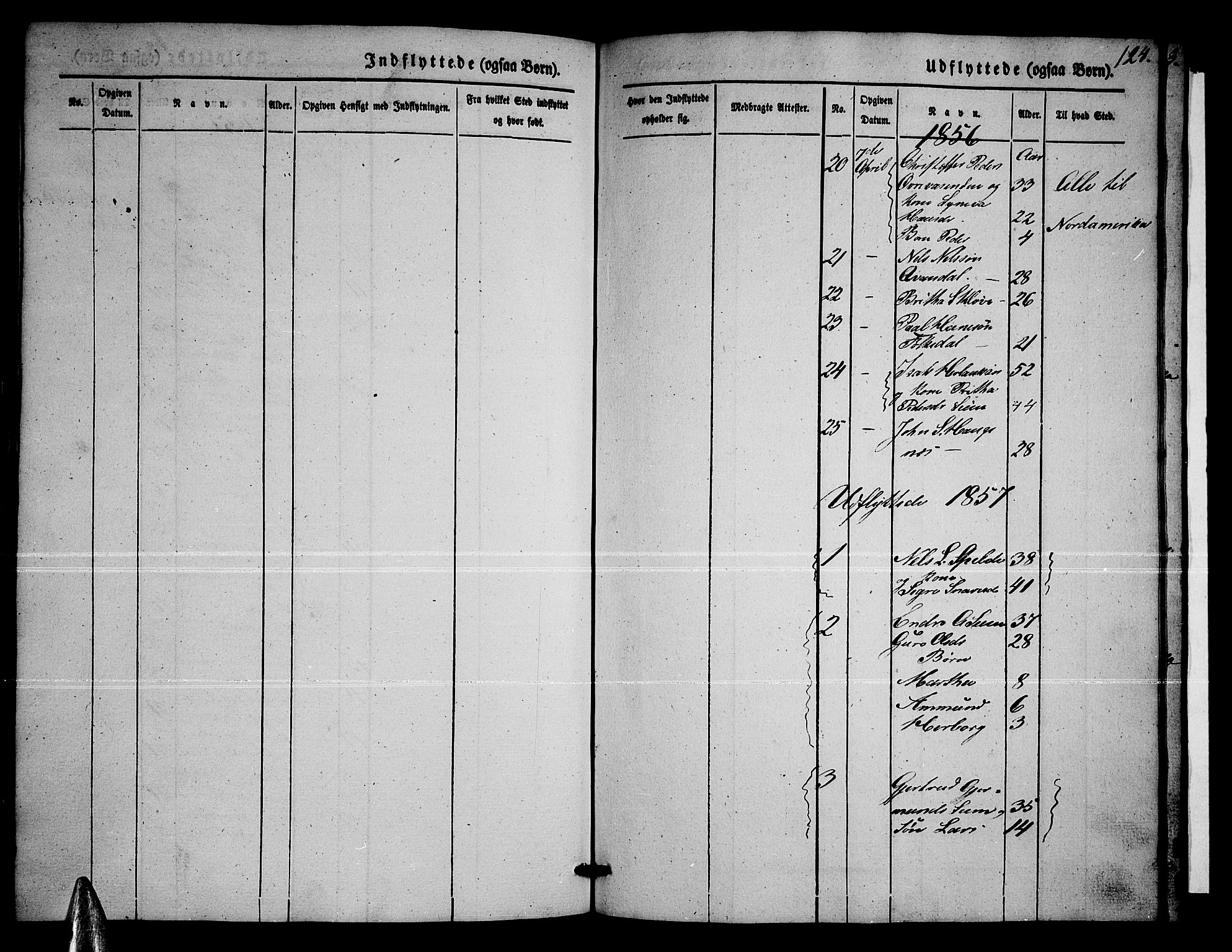 Ulvik sokneprestembete, SAB/A-78801/H/Hab: Parish register (copy) no. B 1, 1855-1868, p. 124