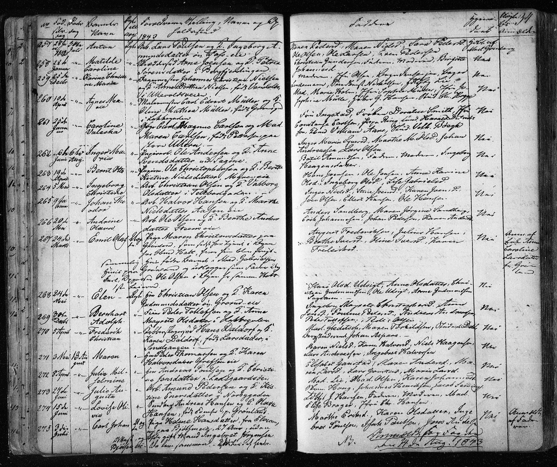 Aker prestekontor kirkebøker, AV/SAO-A-10861/F/L0019: Parish register (official) no. 19, 1842-1852, p. 34