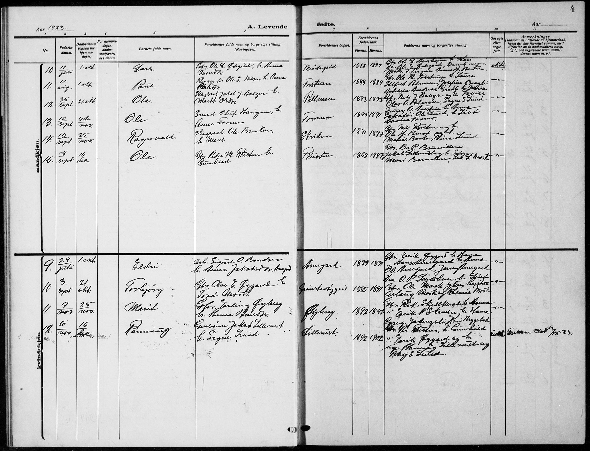 Skjåk prestekontor, AV/SAH-PREST-072/H/Ha/Hab/L0005: Parish register (copy) no. 5, 1922-1936, p. 4