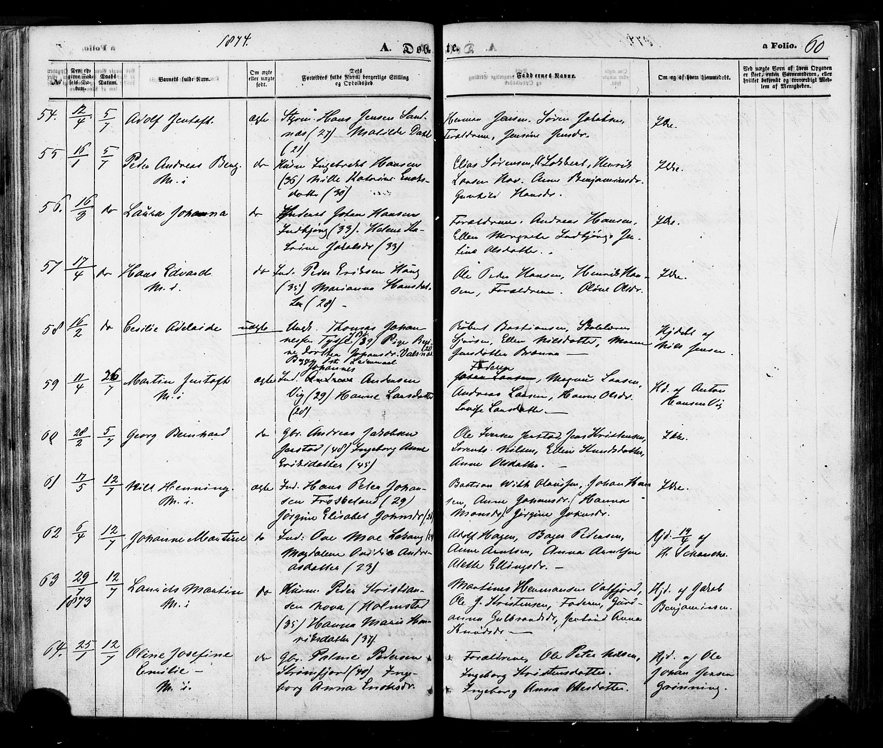 Ministerialprotokoller, klokkerbøker og fødselsregistre - Nordland, SAT/A-1459/888/L1242: Parish register (official) no. 888A08, 1870-1875, p. 60