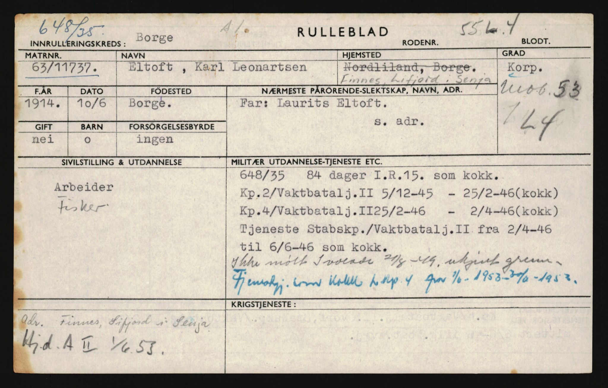 Forsvaret, Troms infanteriregiment nr. 16, AV/RA-RAFA-3146/P/Pa/L0019: Rulleblad for regimentets menige mannskaper, årsklasse 1935, 1935, p. 193