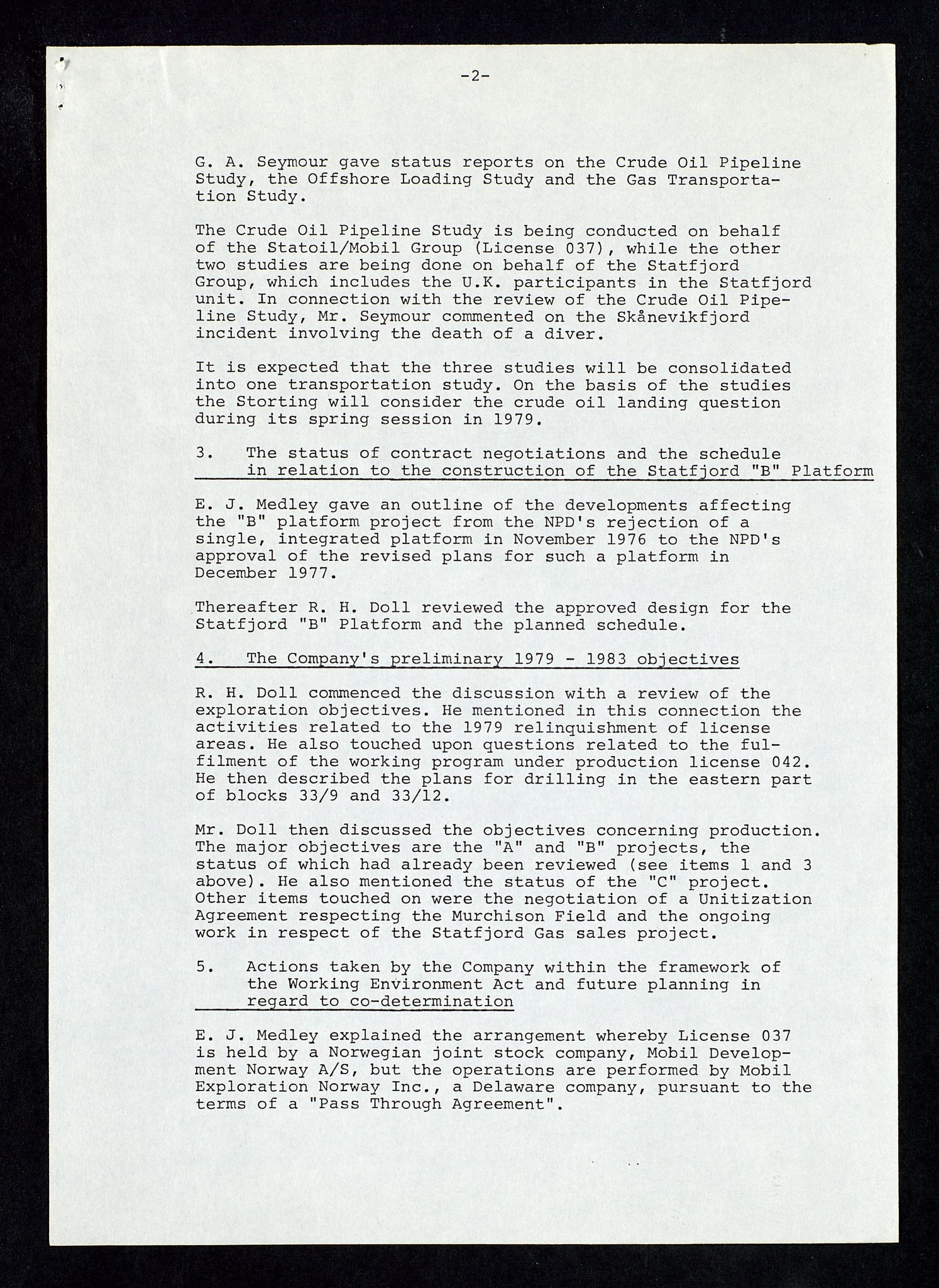 Pa 1578 - Mobil Exploration Norway Incorporated, AV/SAST-A-102024/4/D/Da/L0168: Sak og korrespondanse og styremøter, 1973-1986, p. 5