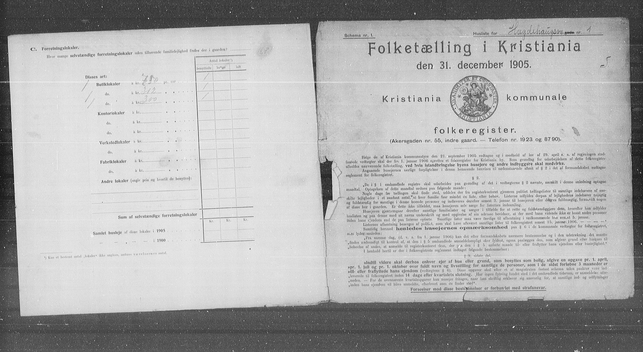 OBA, Municipal Census 1905 for Kristiania, 1905, p. 21958