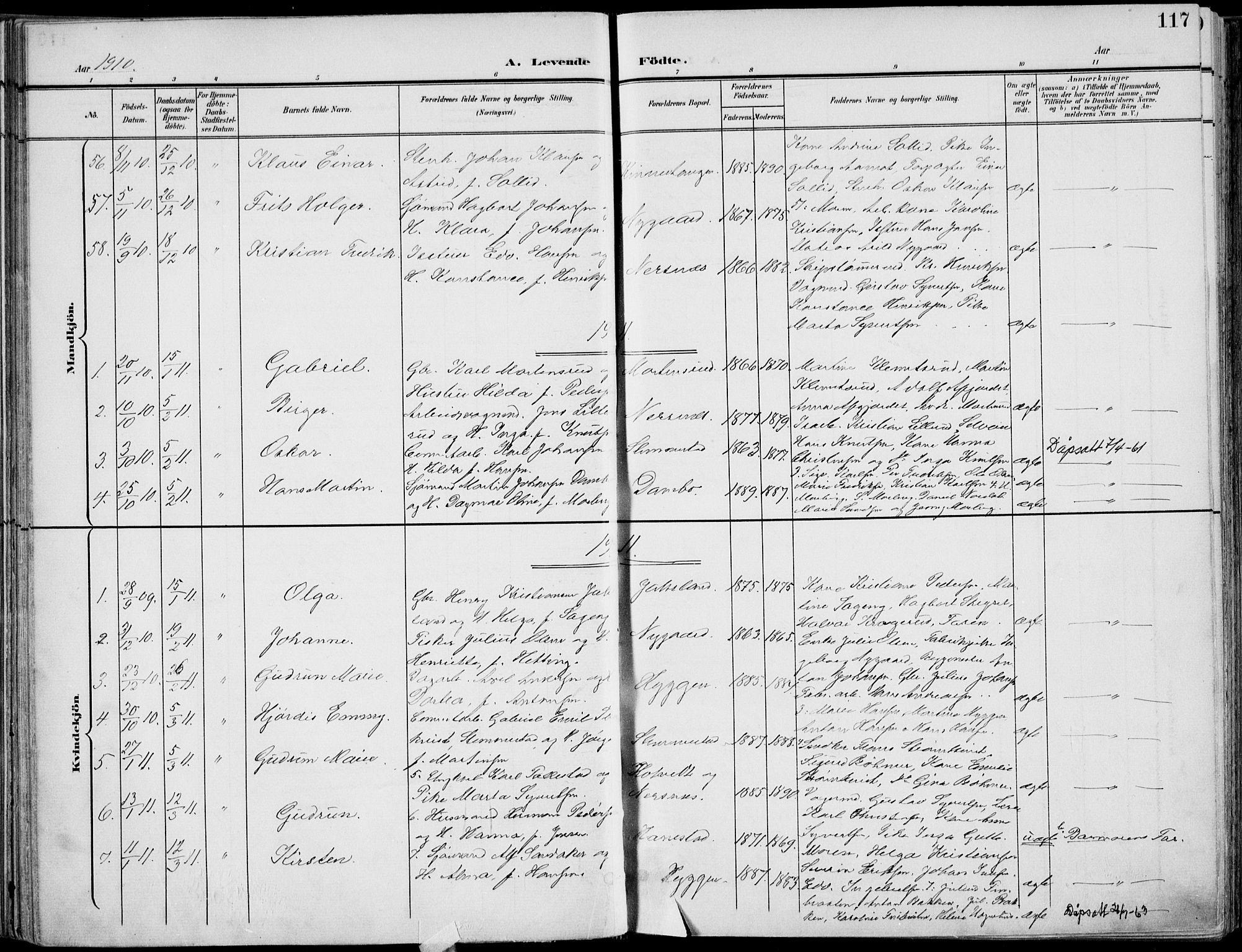 Røyken kirkebøker, SAKO/A-241/F/Fa/L0009: Parish register (official) no. 9, 1898-1911, p. 117
