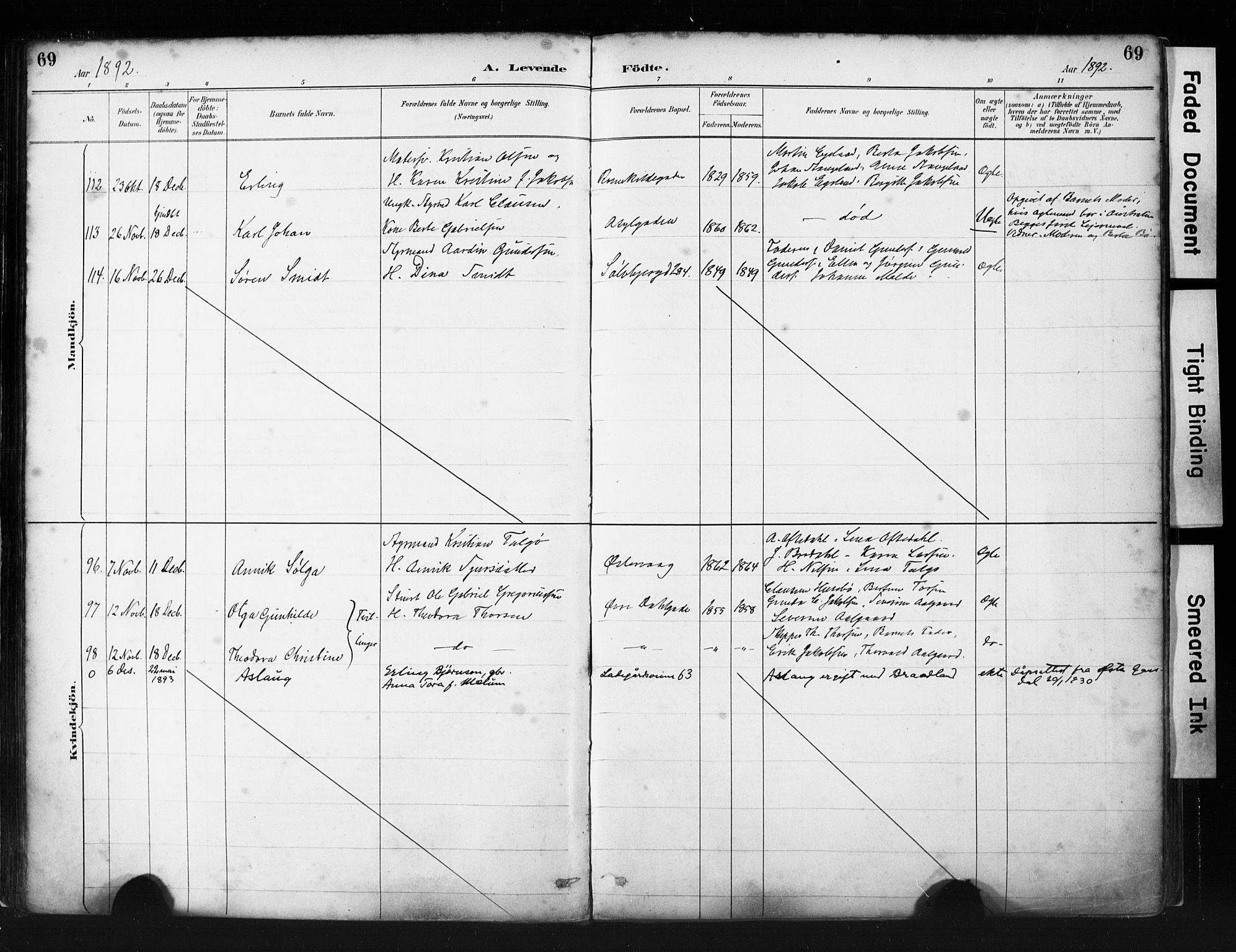 St. Petri sokneprestkontor, SAST/A-101813/001/30/30BA/L0019: Parish register (official) no. A 20, 1888-1901, p. 69