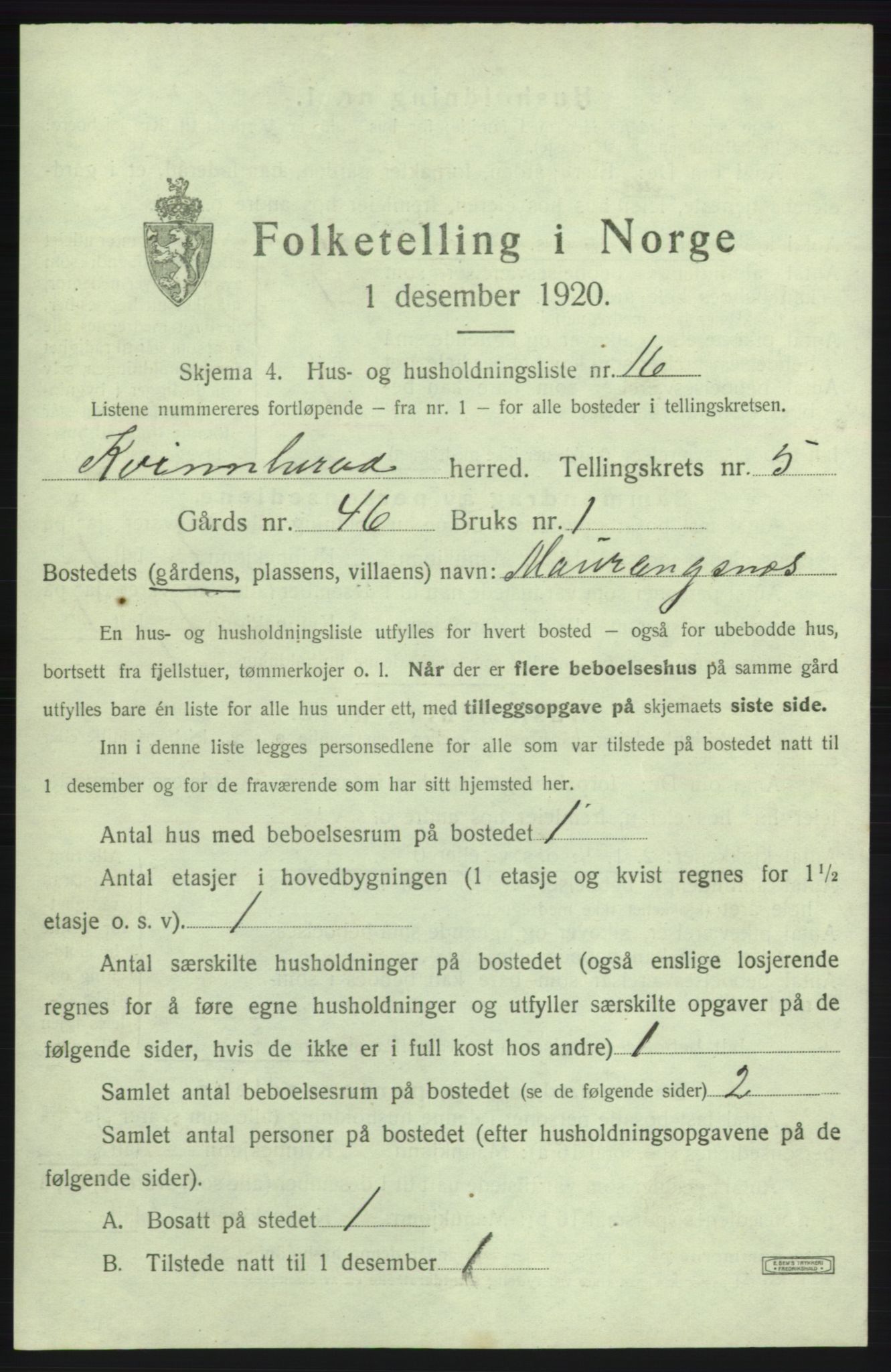 SAB, 1920 census for Kvinnherad, 1920, p. 886