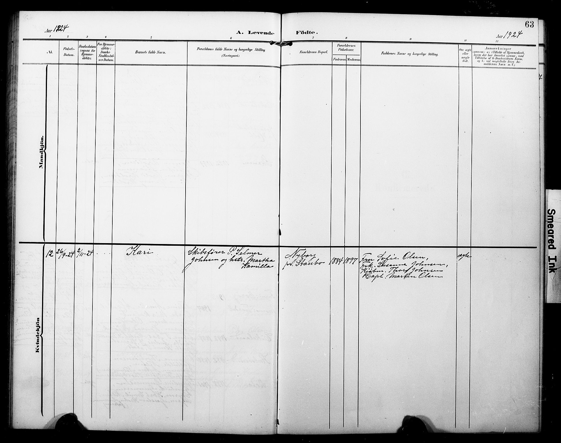 Dypvåg sokneprestkontor, AV/SAK-1111-0007/F/Fb/Fbb/L0005: Parish register (copy) no. B 5, 1905-1924, p. 63