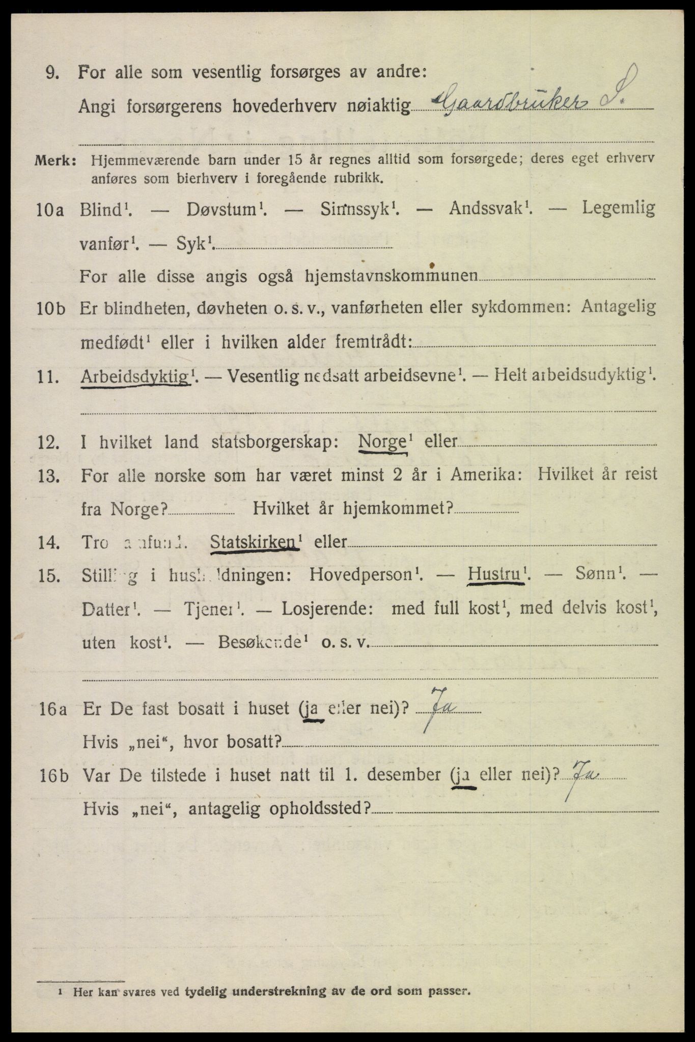 SAH, 1920 census for Nordre Land, 1920, p. 1121