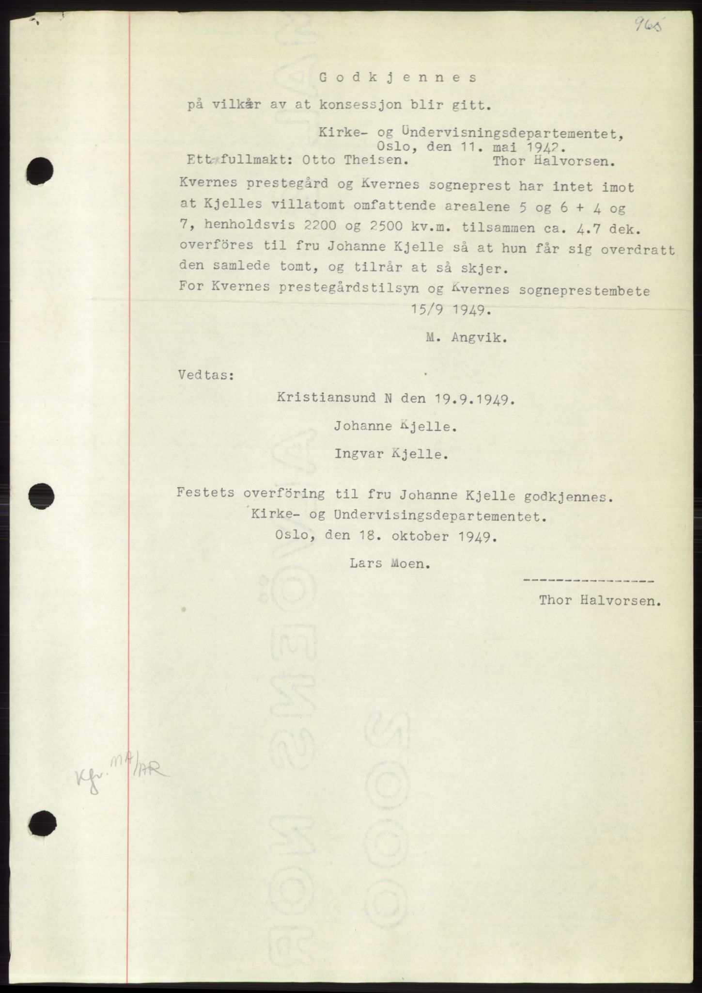 Nordmøre sorenskriveri, AV/SAT-A-4132/1/2/2Ca: Mortgage book no. B102, 1949-1949, Diary no: : 3023/1949