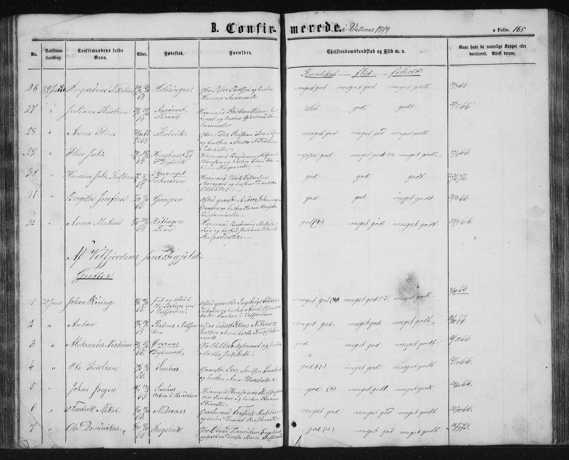 Ministerialprotokoller, klokkerbøker og fødselsregistre - Nordland, AV/SAT-A-1459/810/L0158: Parish register (copy) no. 810C02 /1, 1863-1883, p. 165