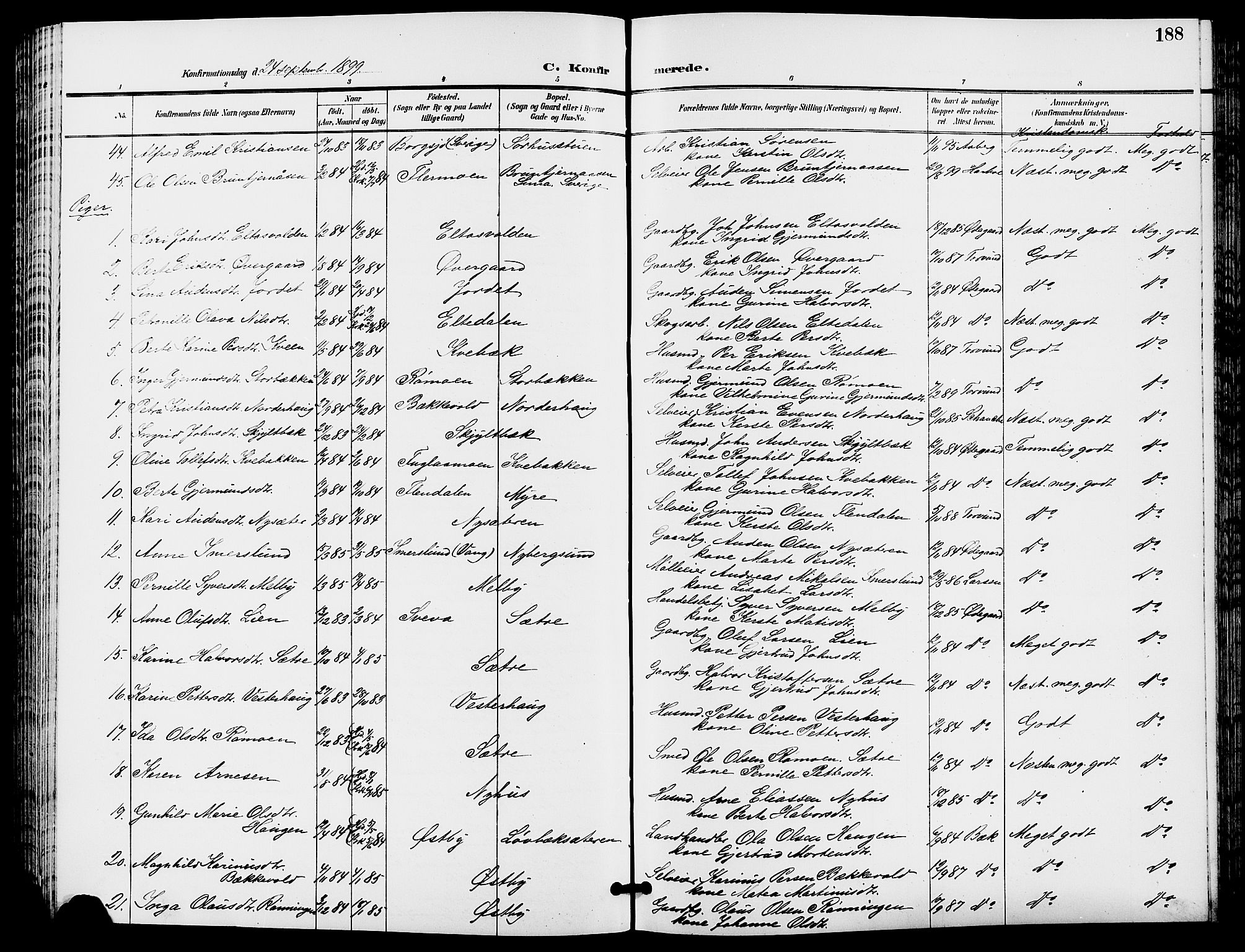 Trysil prestekontor, AV/SAH-PREST-046/H/Ha/Hab/L0006: Parish register (copy) no. 6, 1896-1912, p. 188