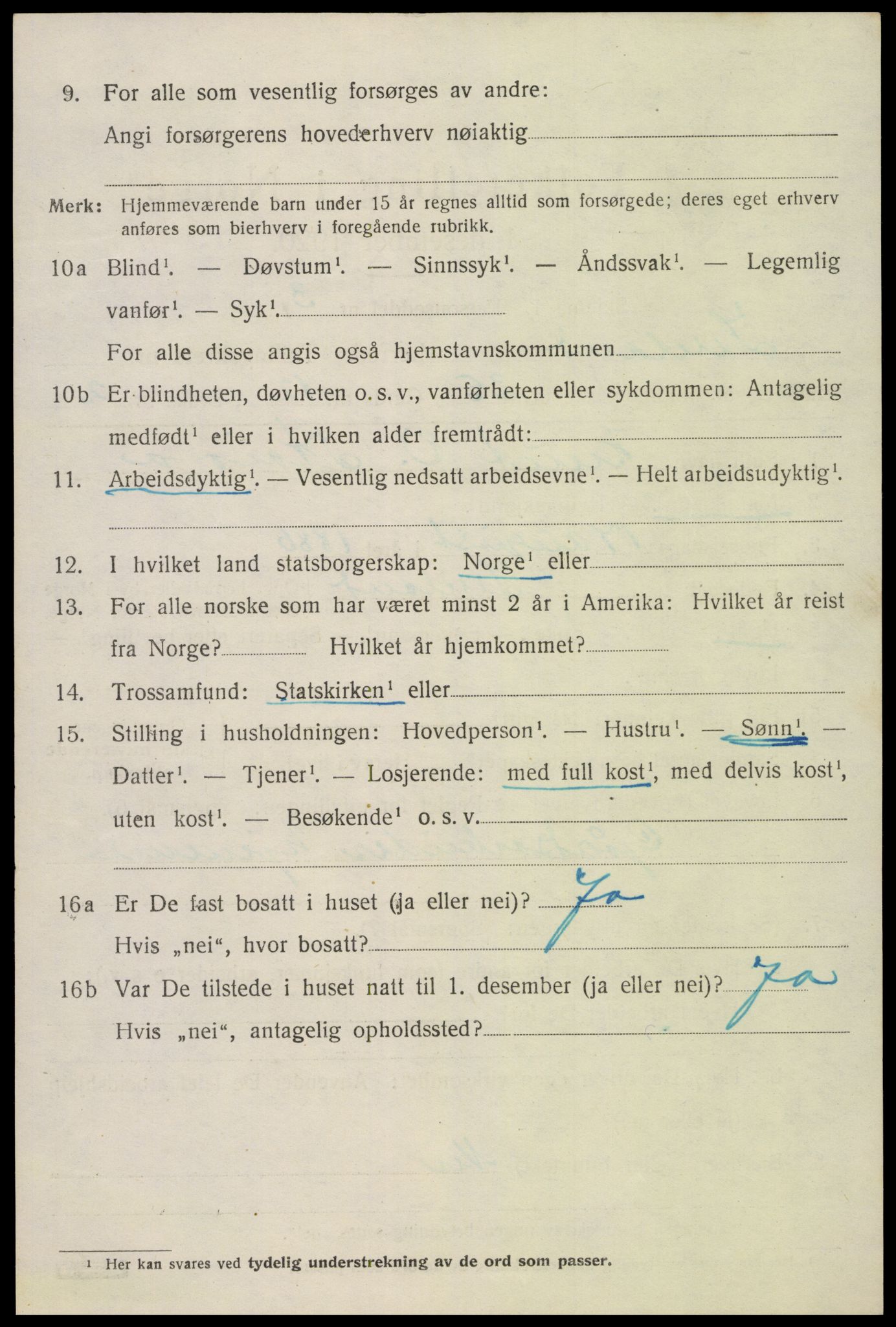 SAK, 1920 census for Iveland, 1920, p. 1300