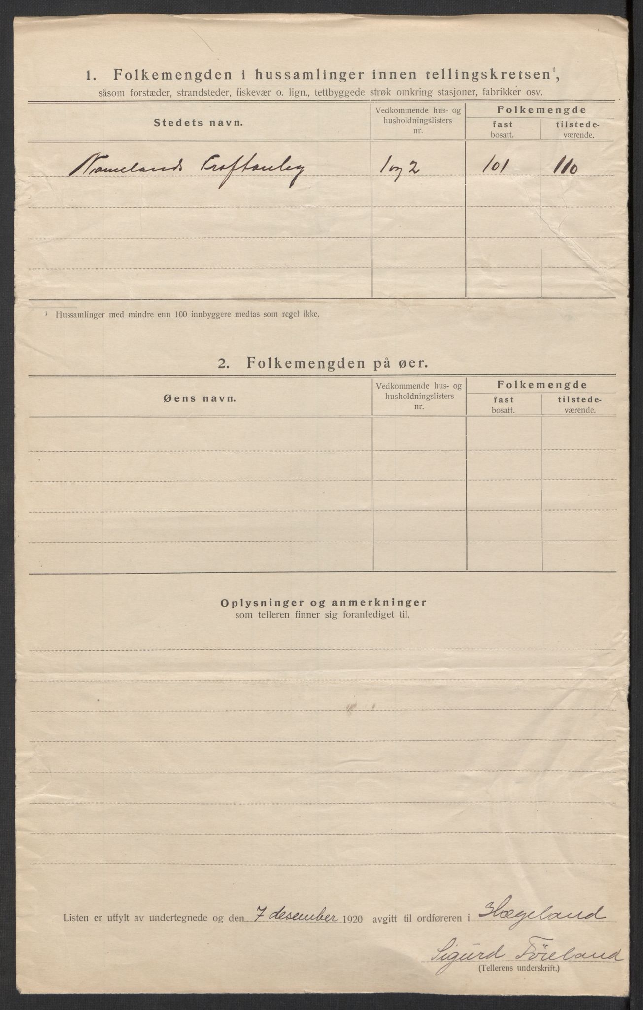 SAK, 1920 census for Hægeland, 1920, p. 26