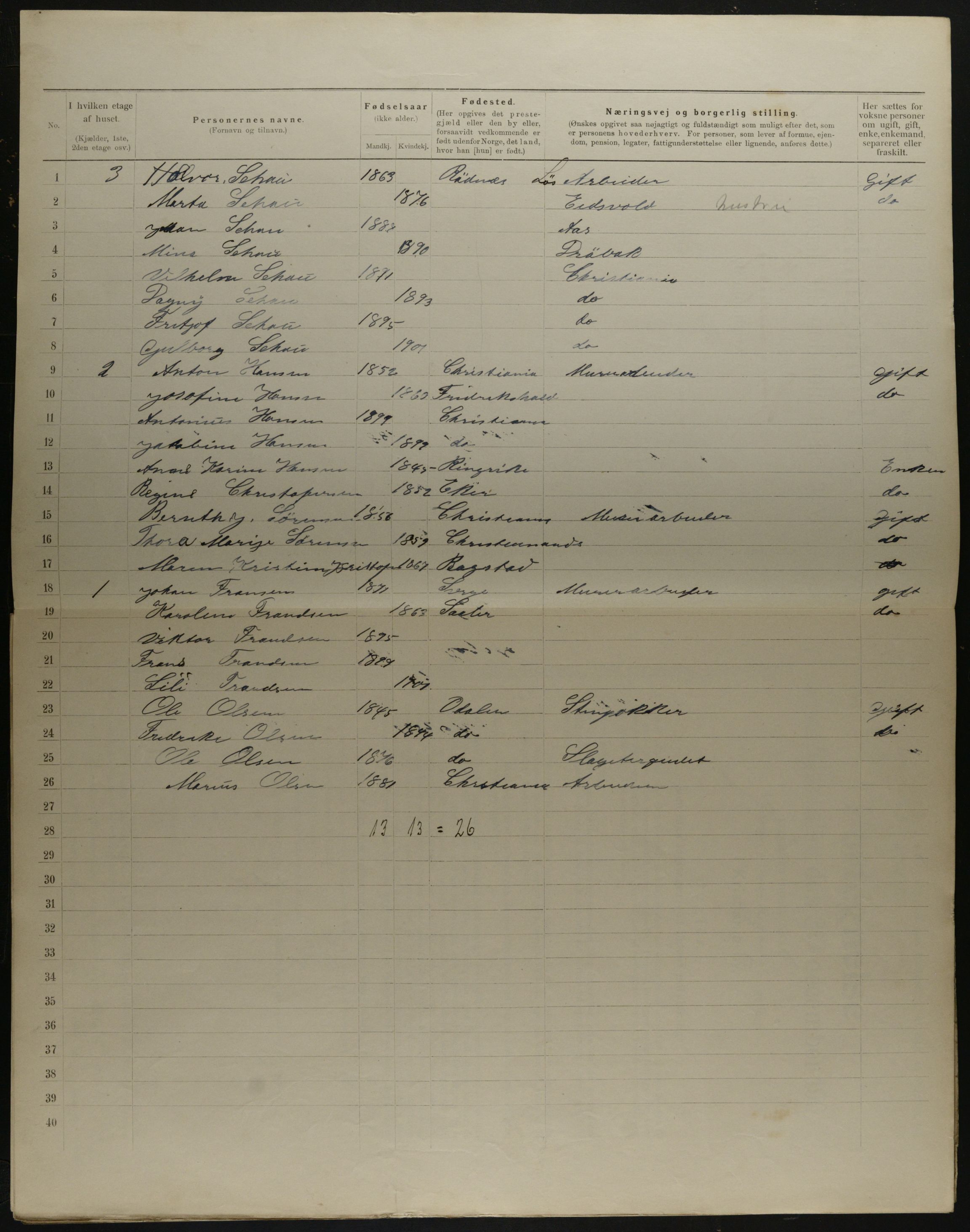 OBA, Municipal Census 1901 for Kristiania, 1901, p. 19789