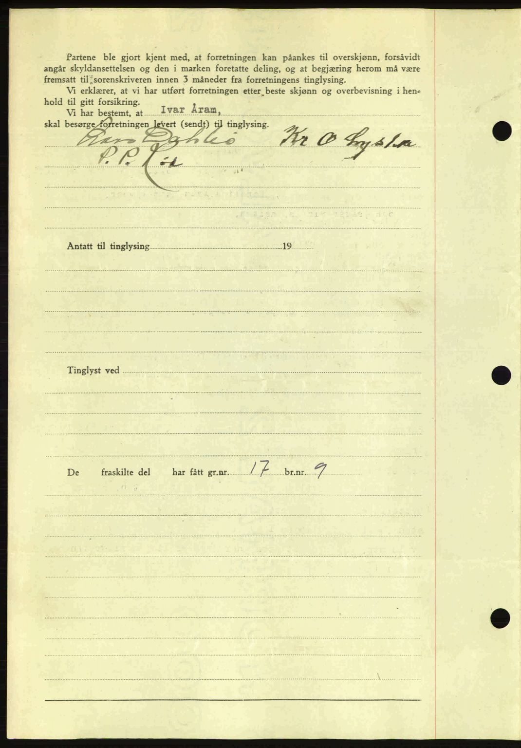 Romsdal sorenskriveri, AV/SAT-A-4149/1/2/2C: Mortgage book no. A14, 1943-1943, Diary no: : 1400/1943