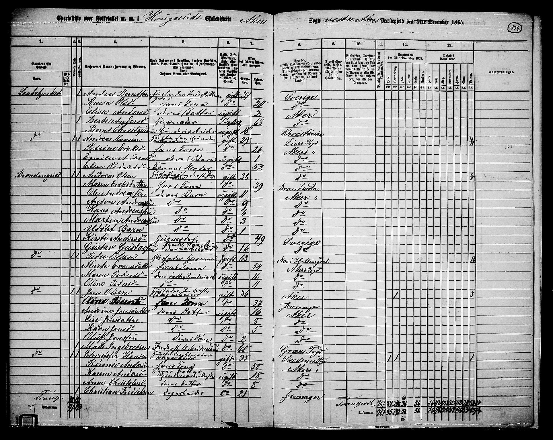 RA, 1865 census for Vestre Aker, 1865, p. 177