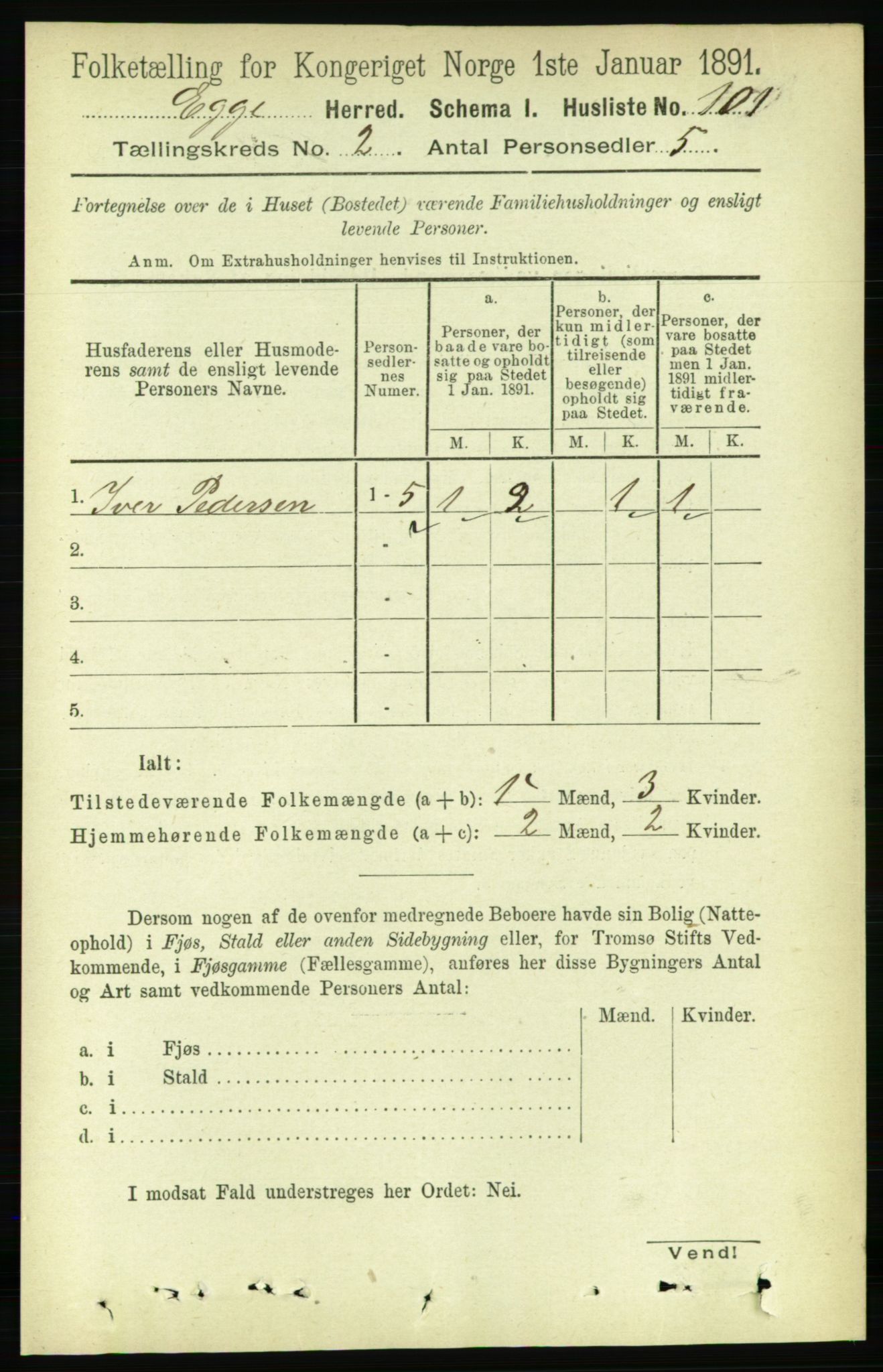 RA, 1891 census for 1733 Egge, 1891, p. 380