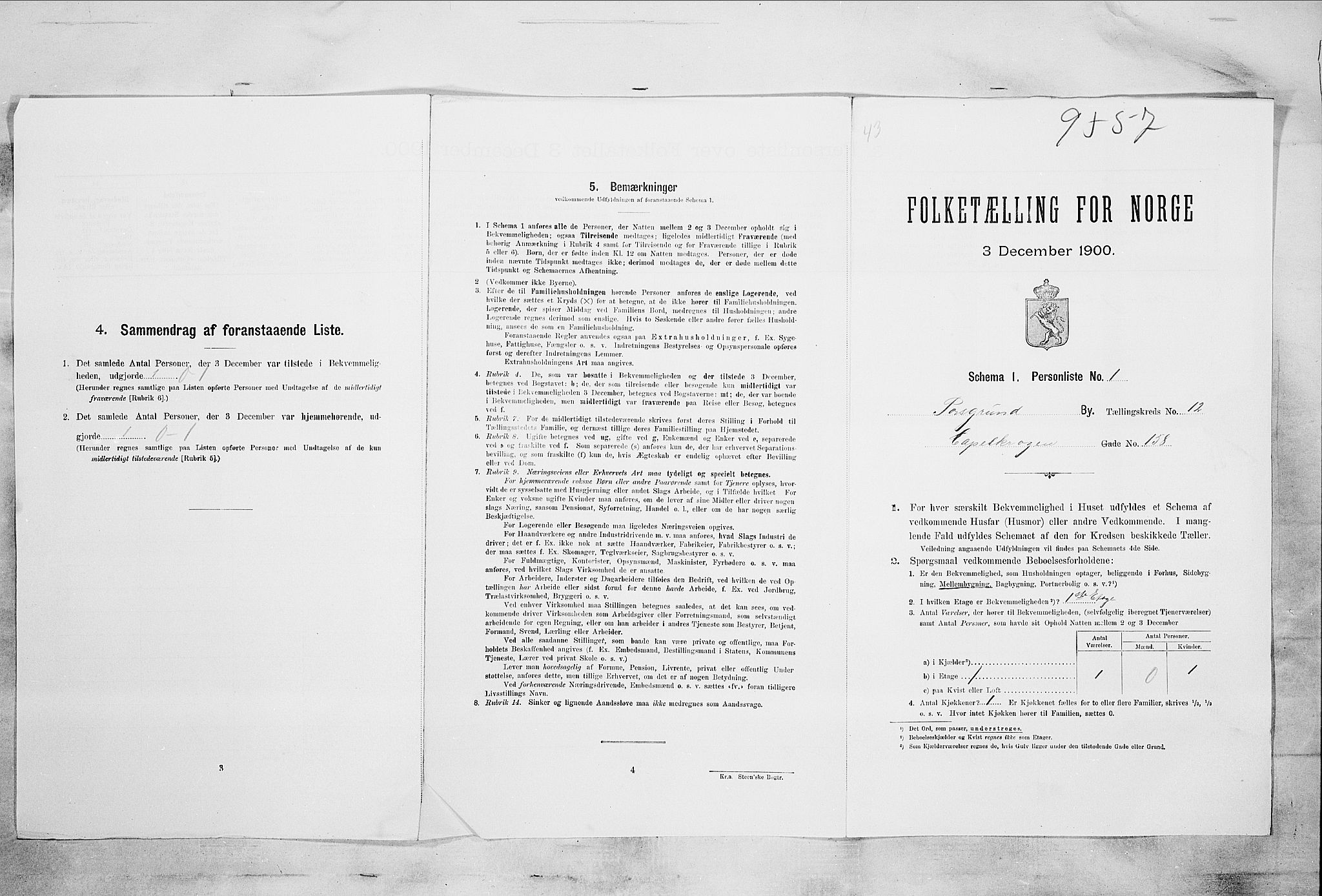 SAKO, 1900 census for Porsgrunn, 1900, p. 3584