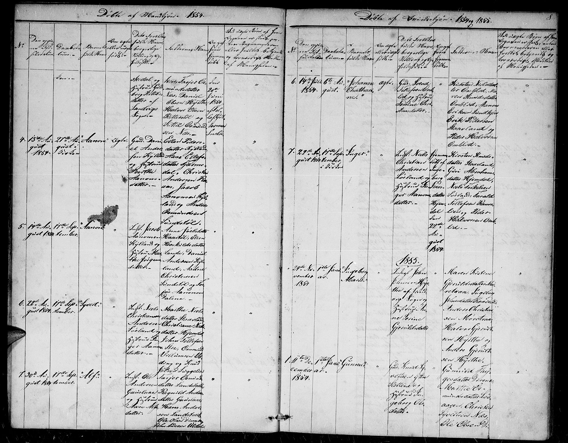 Herefoss sokneprestkontor, AV/SAK-1111-0019/F/Fb/Fba/L0001: Parish register (copy) no. B 1, 1851-1868, p. 8