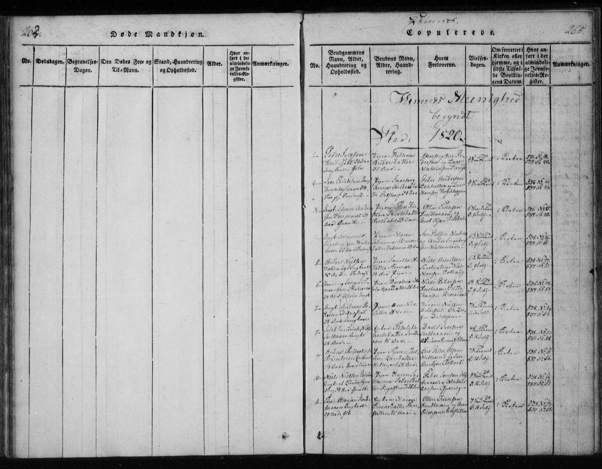 Ministerialprotokoller, klokkerbøker og fødselsregistre - Nordland, SAT/A-1459/825/L0353: Parish register (official) no. 825A07, 1820-1826, p. 264-265