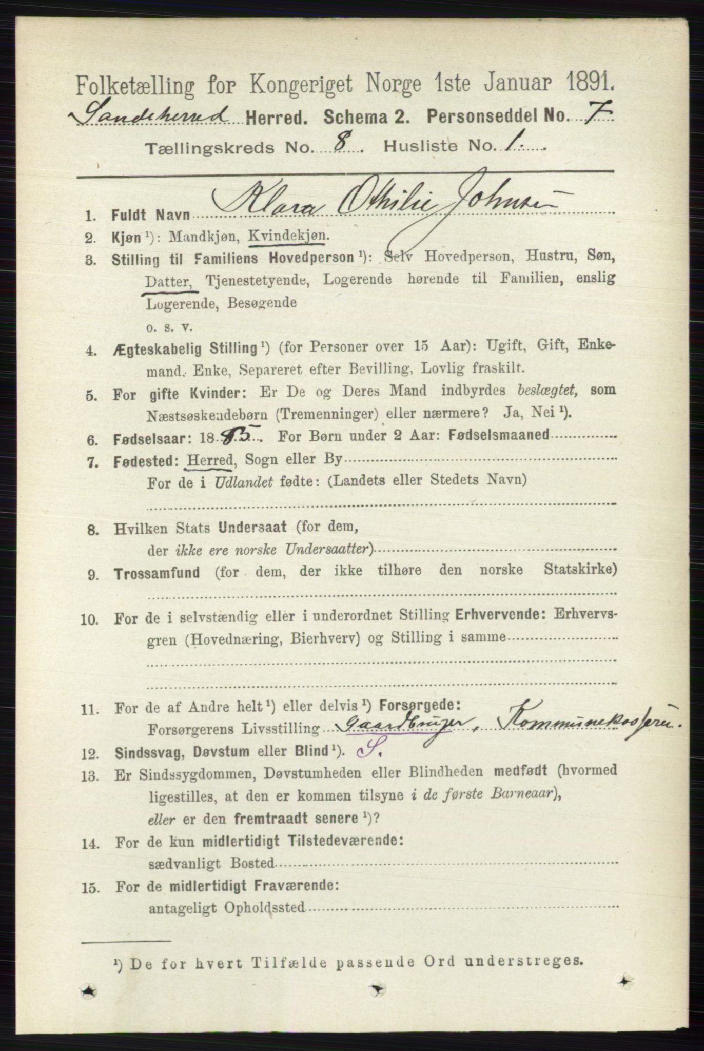 RA, 1891 census for 0724 Sandeherred, 1891, p. 4834