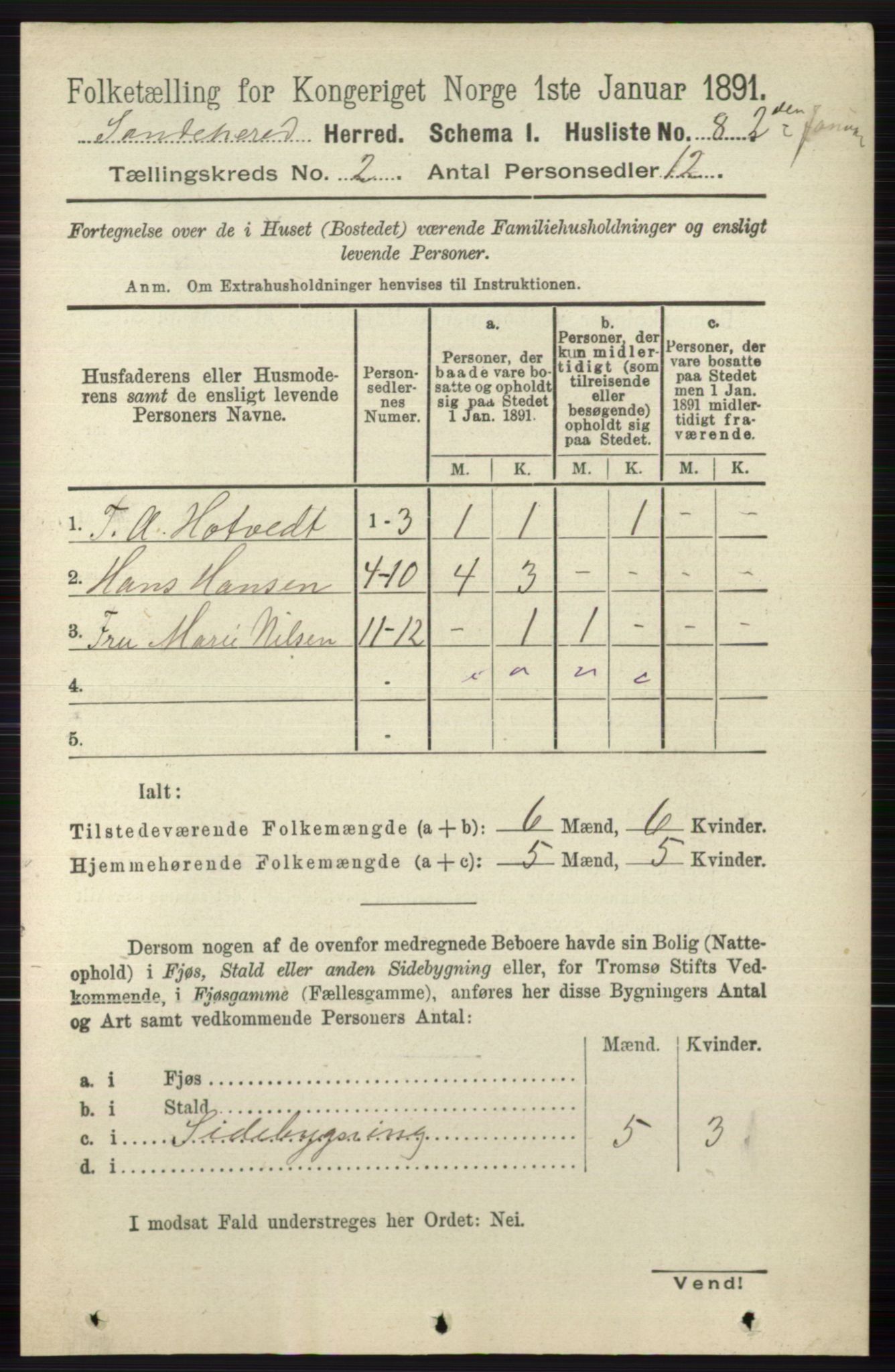 RA, 1891 census for 0724 Sandeherred, 1891, p. 872