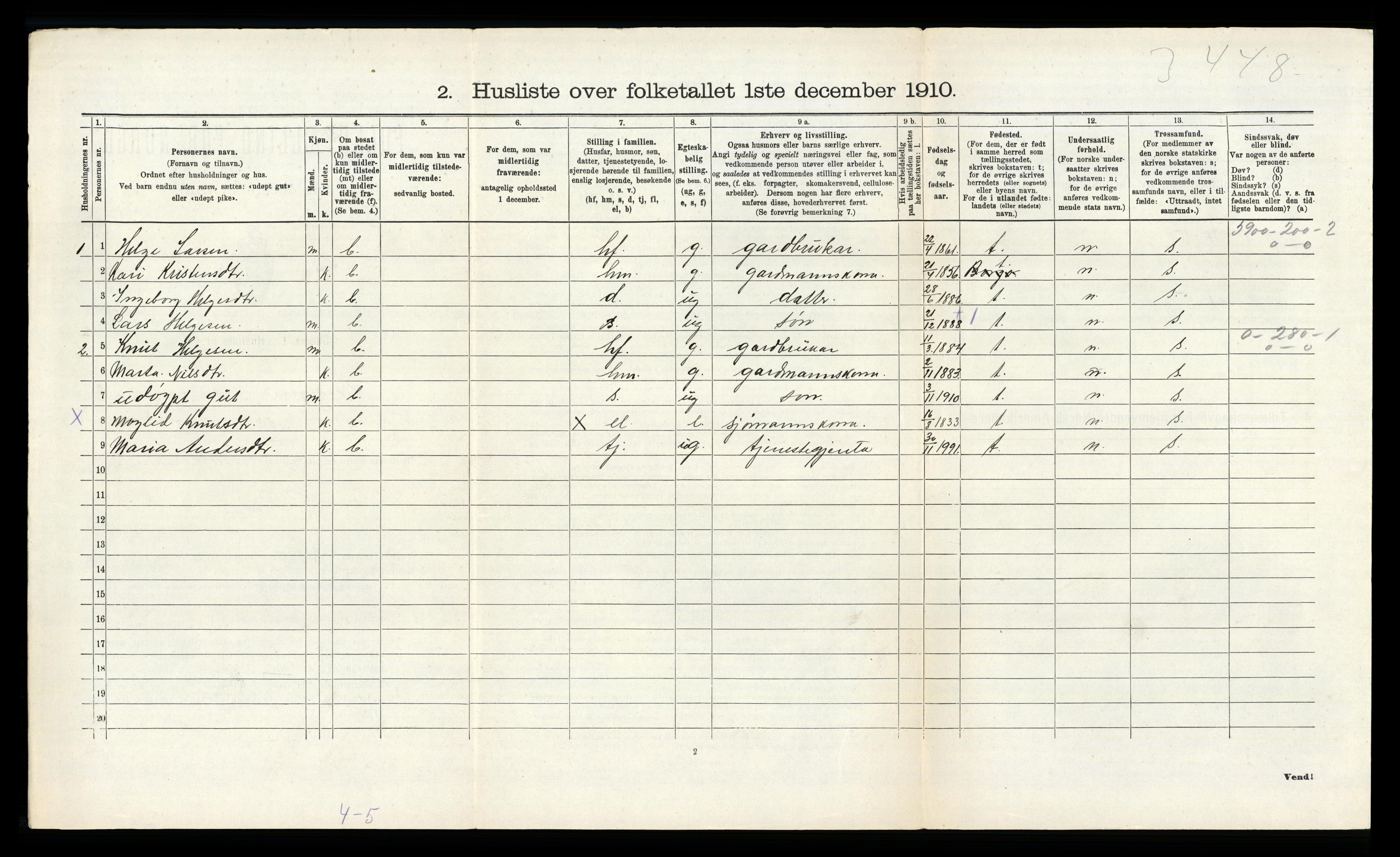 RA, 1910 census for Hosanger, 1910, p. 651