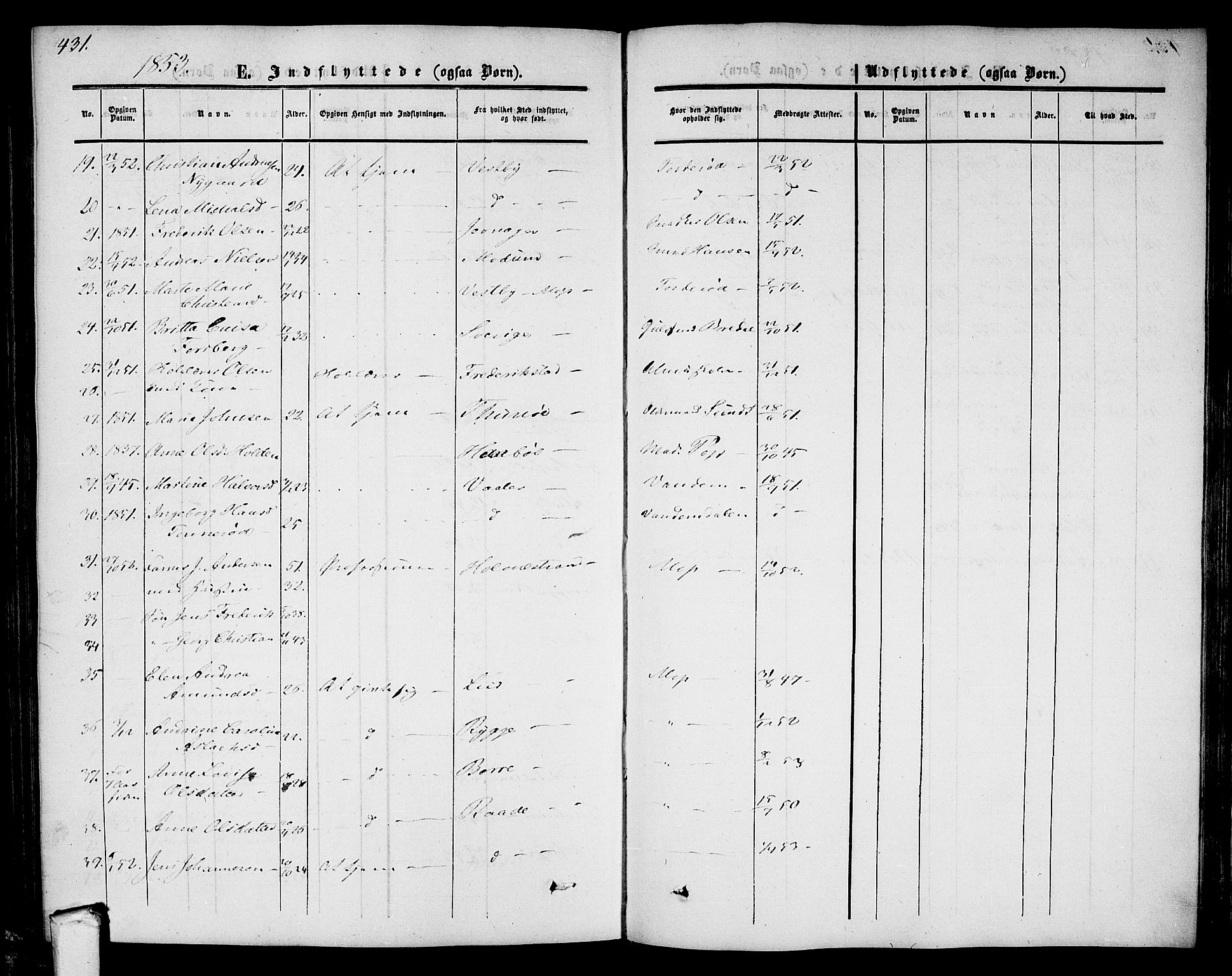 Moss prestekontor Kirkebøker, SAO/A-2003/G/Ga/L0002: Parish register (copy) no. I 2, 1852-1871, p. 431
