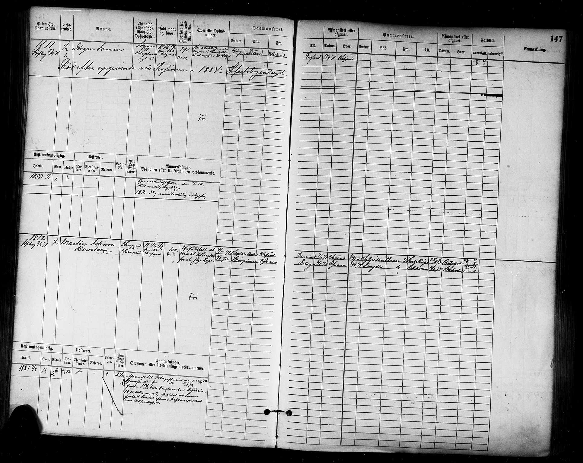 Kristiansand mønstringskrets, SAK/2031-0015/F/Fb/L0005: Hovedrulle nr 1521-2283, I-12, 1868-1915, p. 154