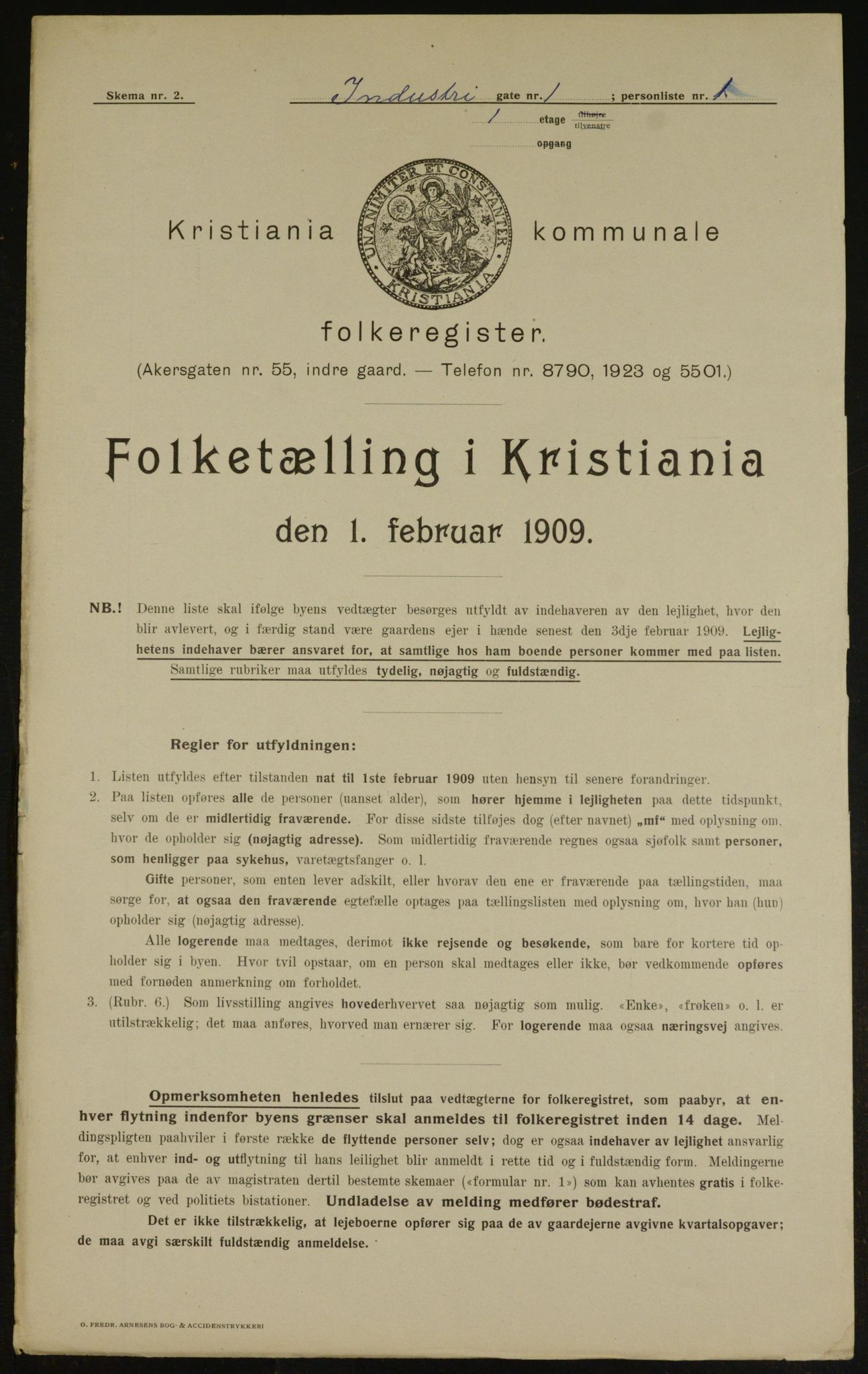 OBA, Municipal Census 1909 for Kristiania, 1909, p. 39458