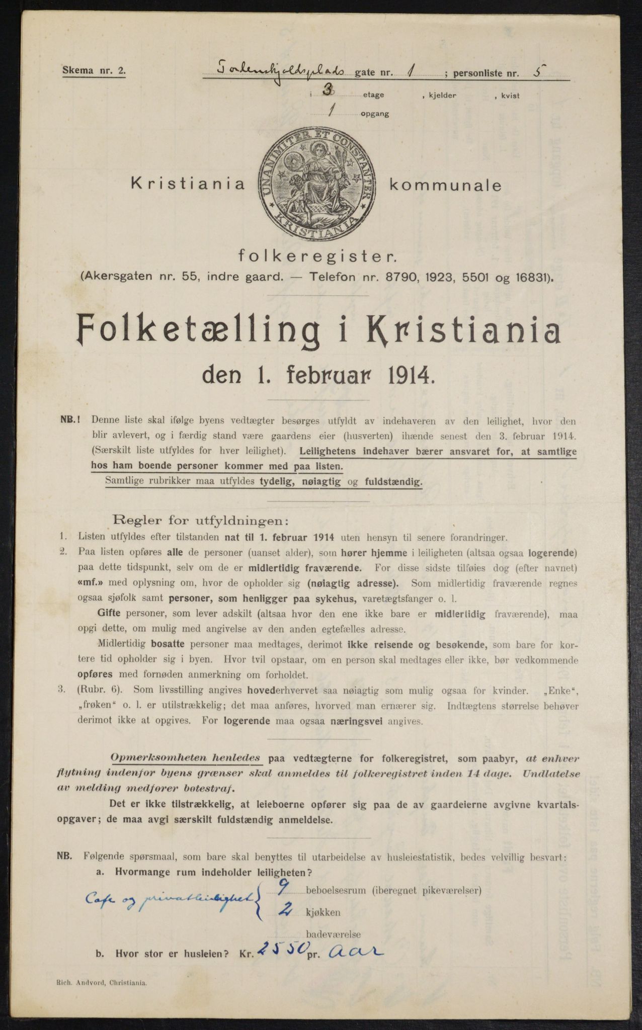 OBA, Municipal Census 1914 for Kristiania, 1914, p. 114662