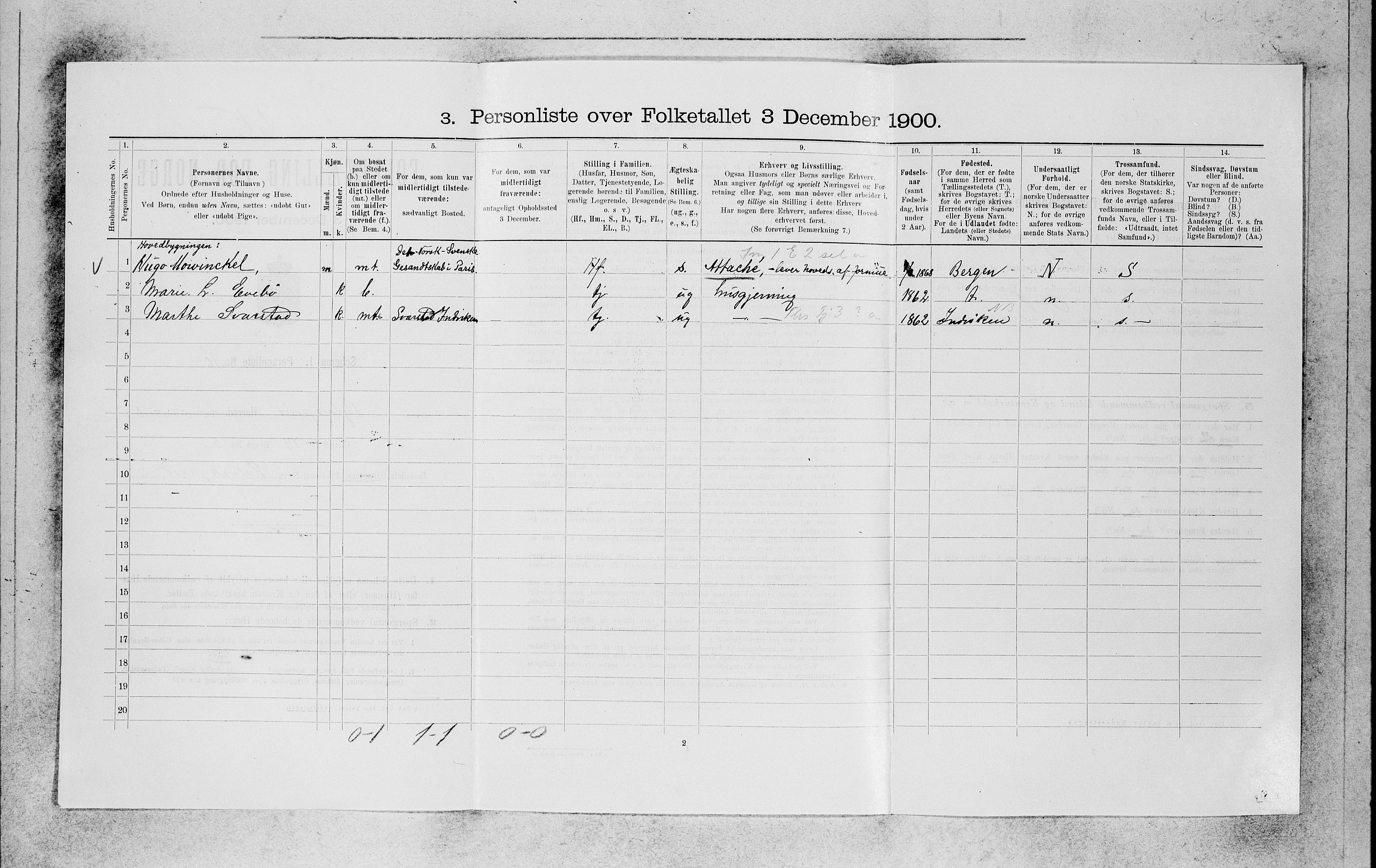 SAB, 1900 census for Gloppen, 1900, p. 519