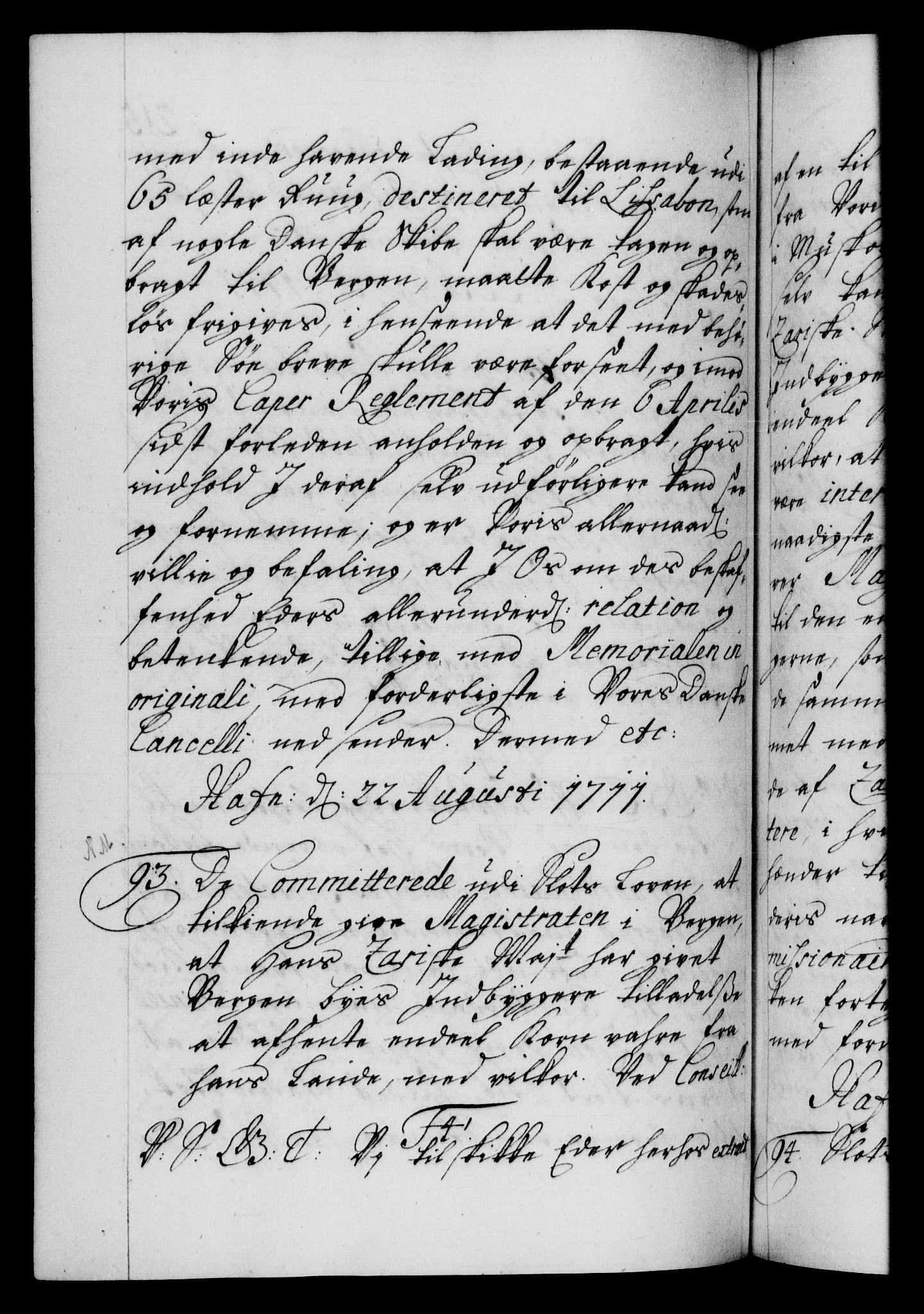 Danske Kanselli 1572-1799, AV/RA-EA-3023/F/Fc/Fca/Fcab/L0019: Norske tegnelser, 1710-1714, p. 215b