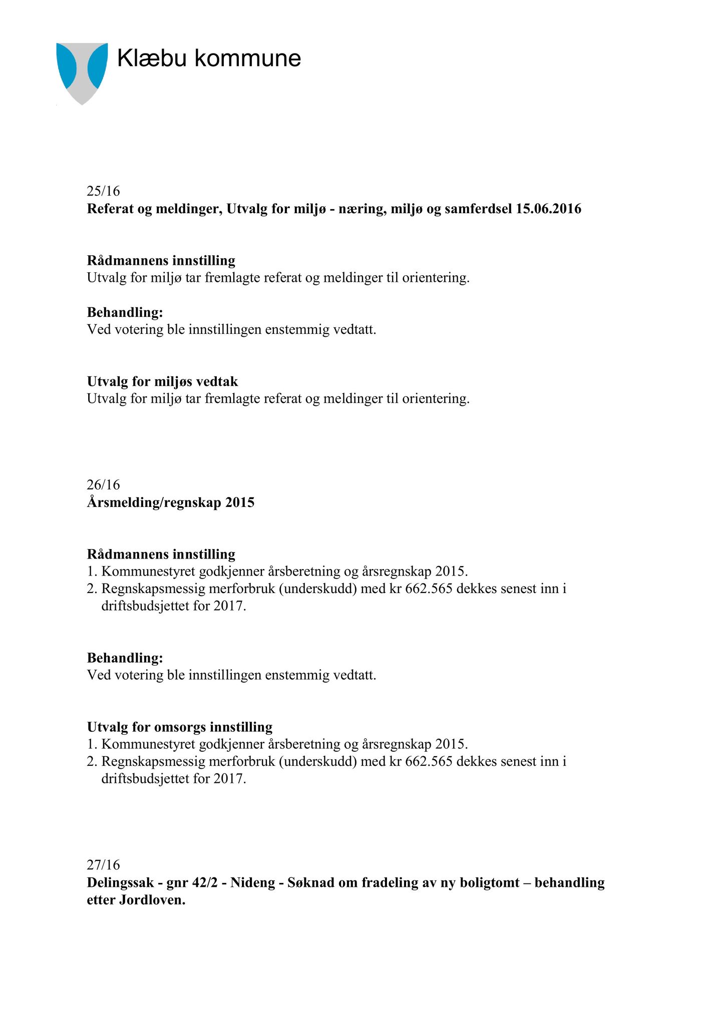 Klæbu Kommune, TRKO/KK/06-UM/L003: Utvalg for miljø - Møtedokumenter 2016, 2016, p. 1081