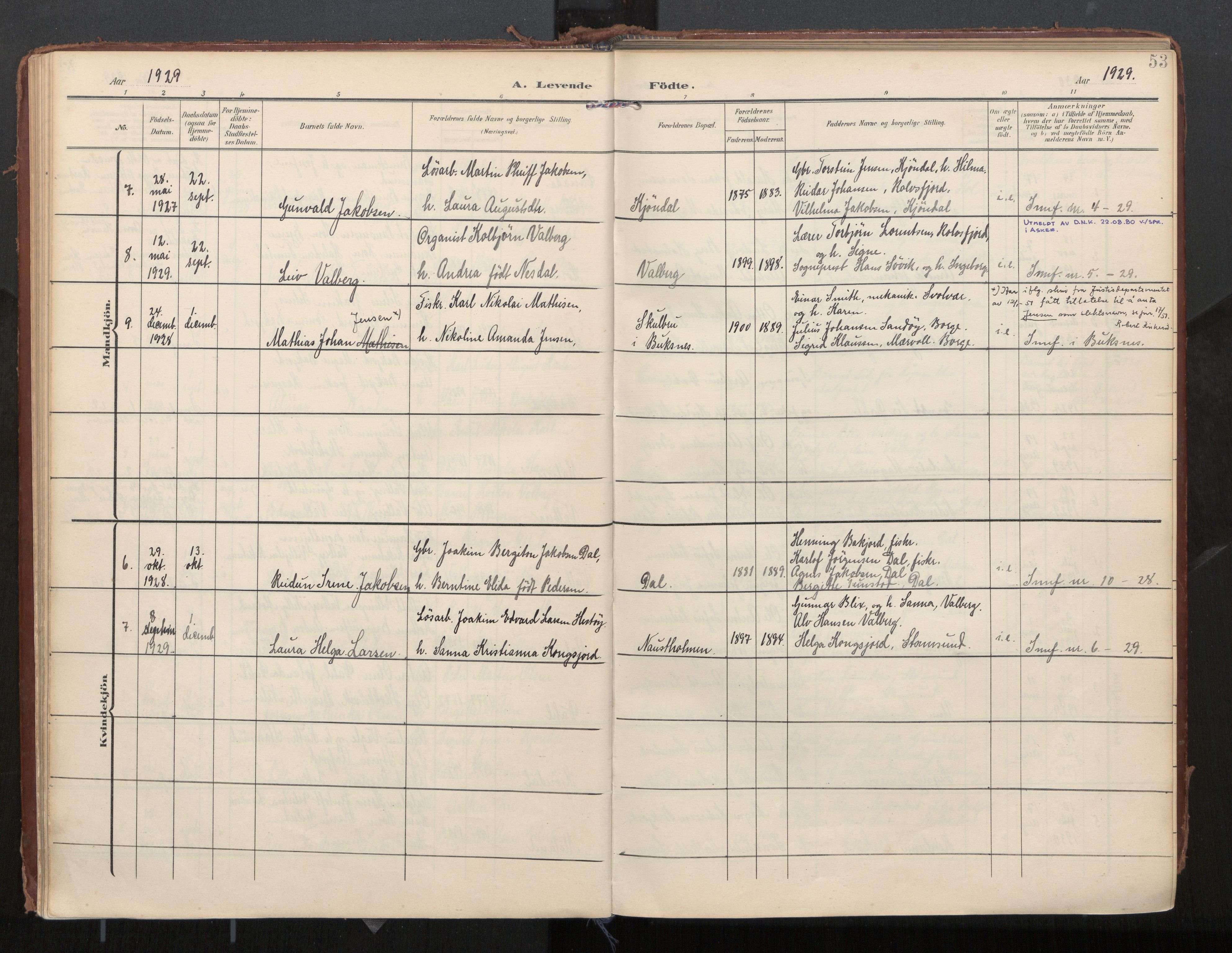 Ministerialprotokoller, klokkerbøker og fødselsregistre - Nordland, SAT/A-1459/884/L1194: Parish register (official) no. 884A02, 1906-1937, p. 53