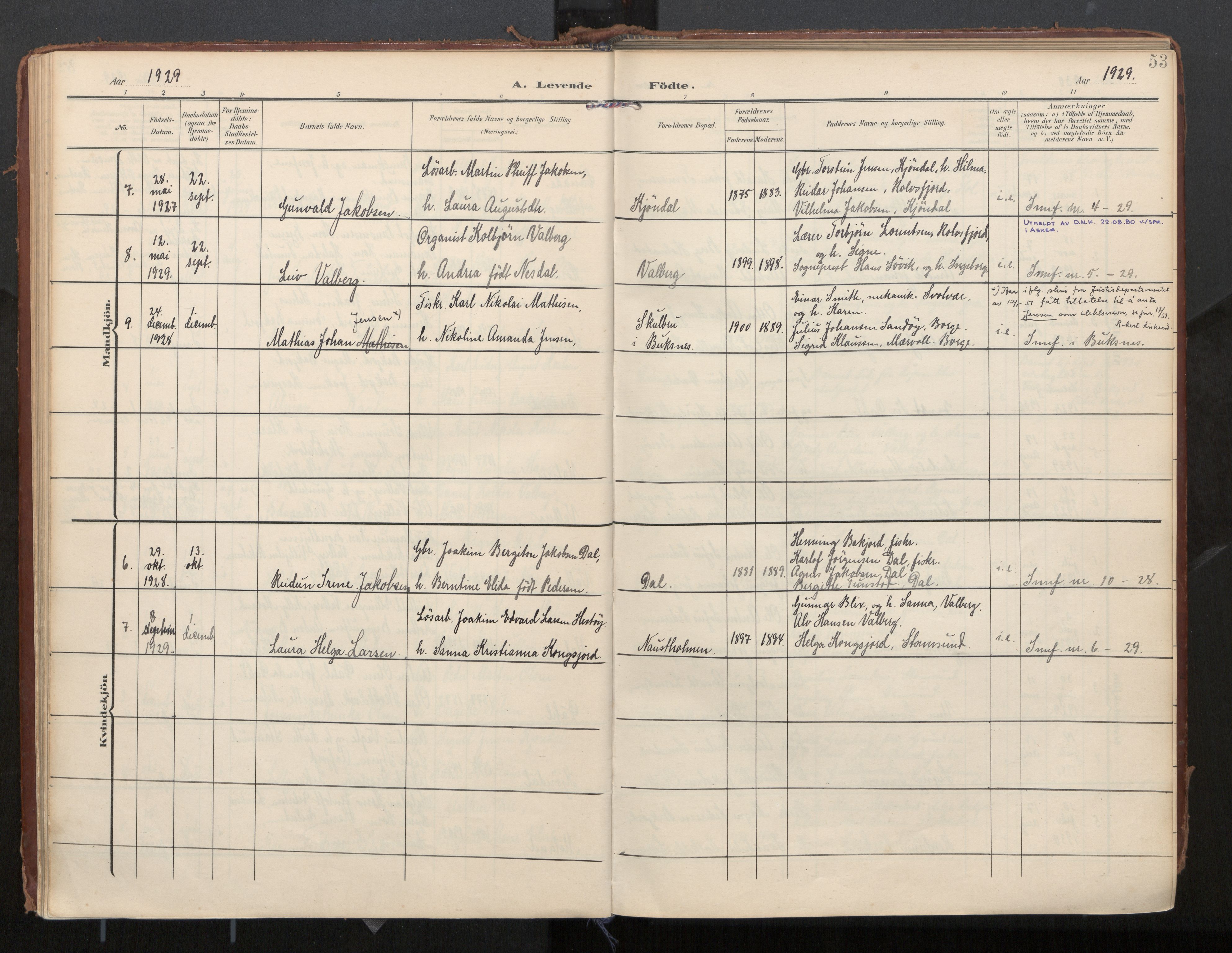 Ministerialprotokoller, klokkerbøker og fødselsregistre - Nordland, AV/SAT-A-1459/884/L1194: Parish register (official) no. 884A02, 1906-1937, p. 53