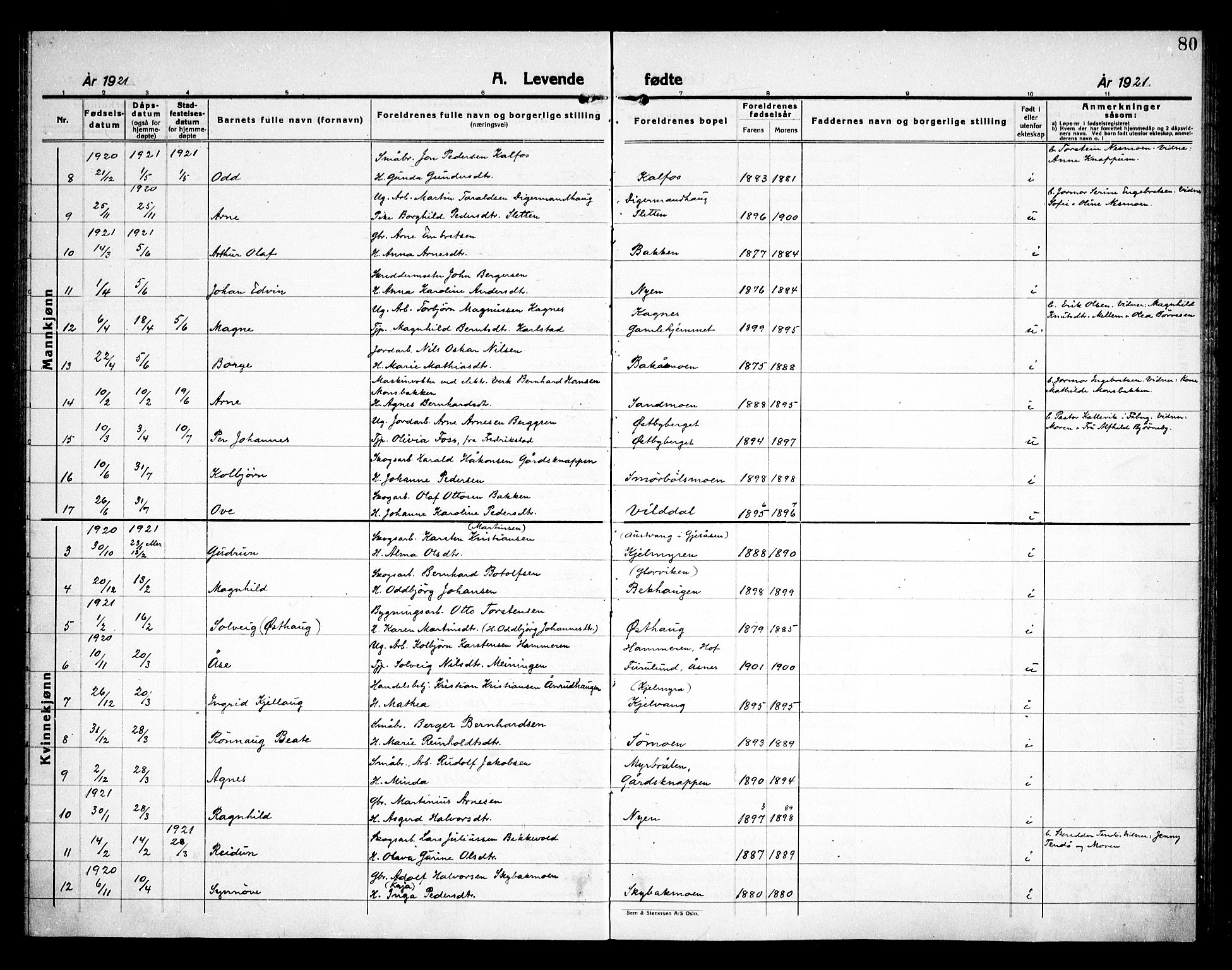 Åsnes prestekontor, AV/SAH-PREST-042/H/Ha/Haa/L0000D: Parish register (official) no. 0B, 1890-1929, p. 80