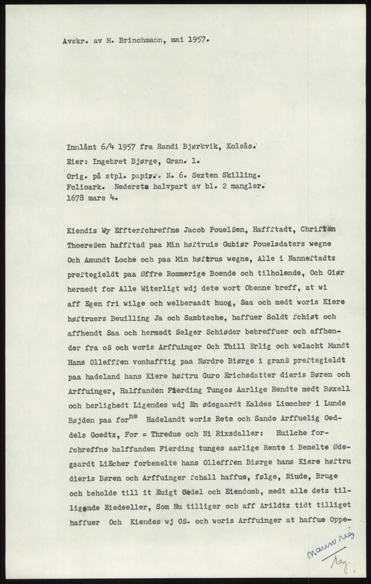 Samlinger til kildeutgivelse, Diplomavskriftsamlingen, RA/EA-4053/H/Ha, p. 1910