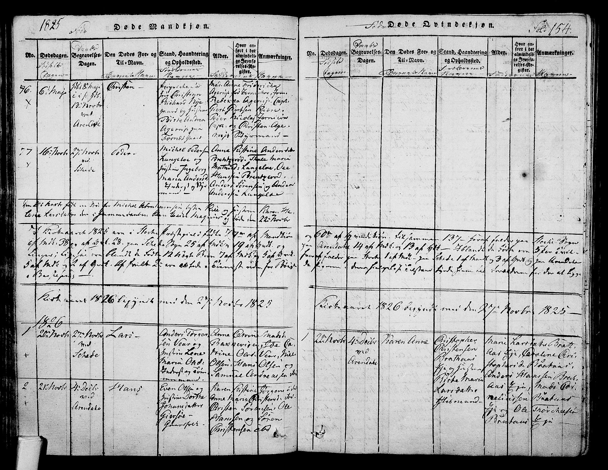Stokke kirkebøker, SAKO/A-320/F/Fa/L0005: Parish register (official) no. I 5, 1815-1826, p. 154