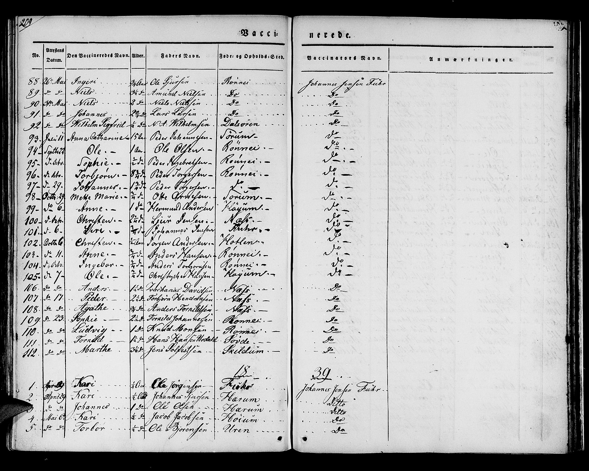 Luster sokneprestembete, SAB/A-81101/H/Haa/Haaa/L0005: Parish register (official) no. A 5, 1831-1841, p. 209