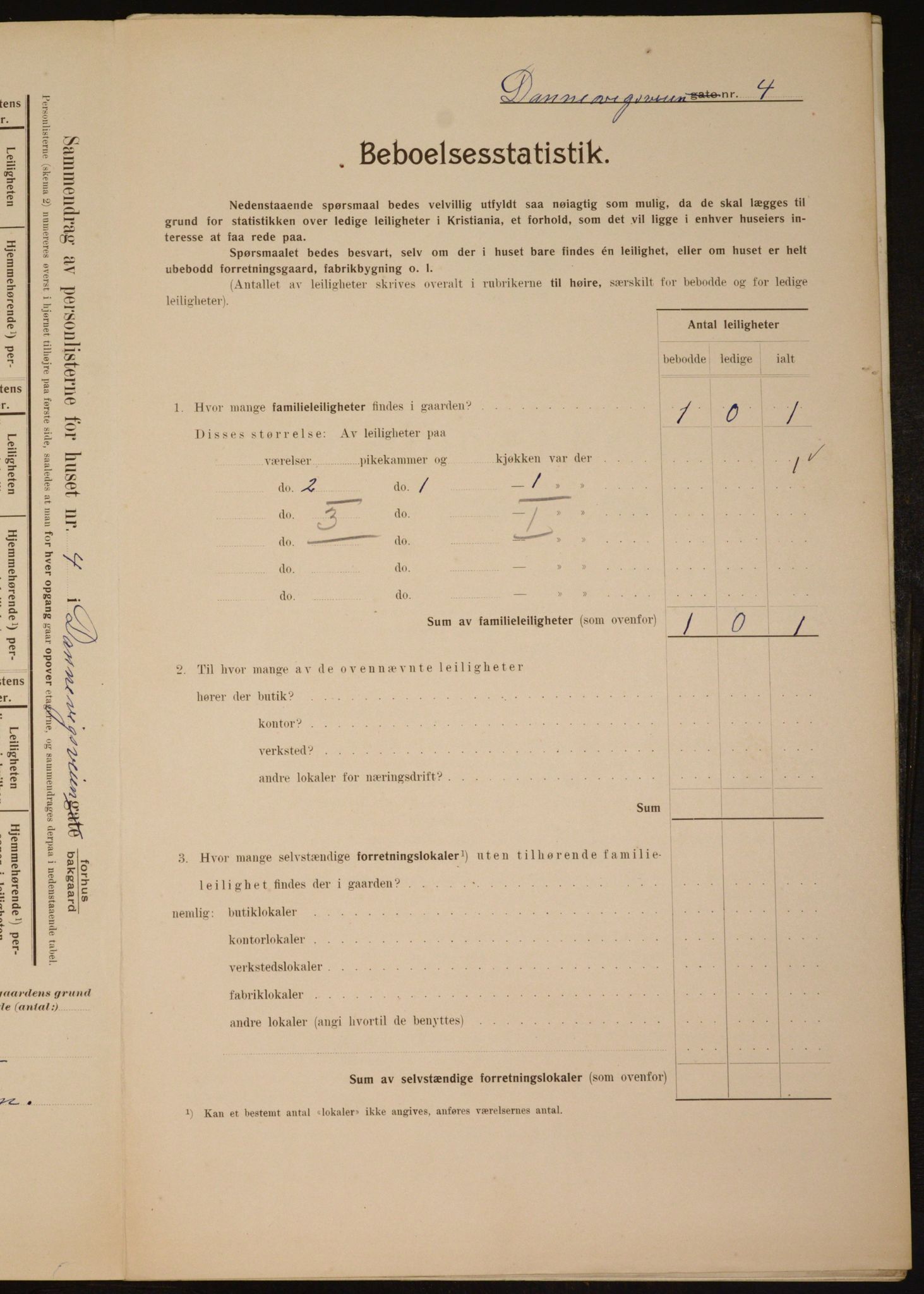 OBA, Municipal Census 1910 for Kristiania, 1910, p. 14439