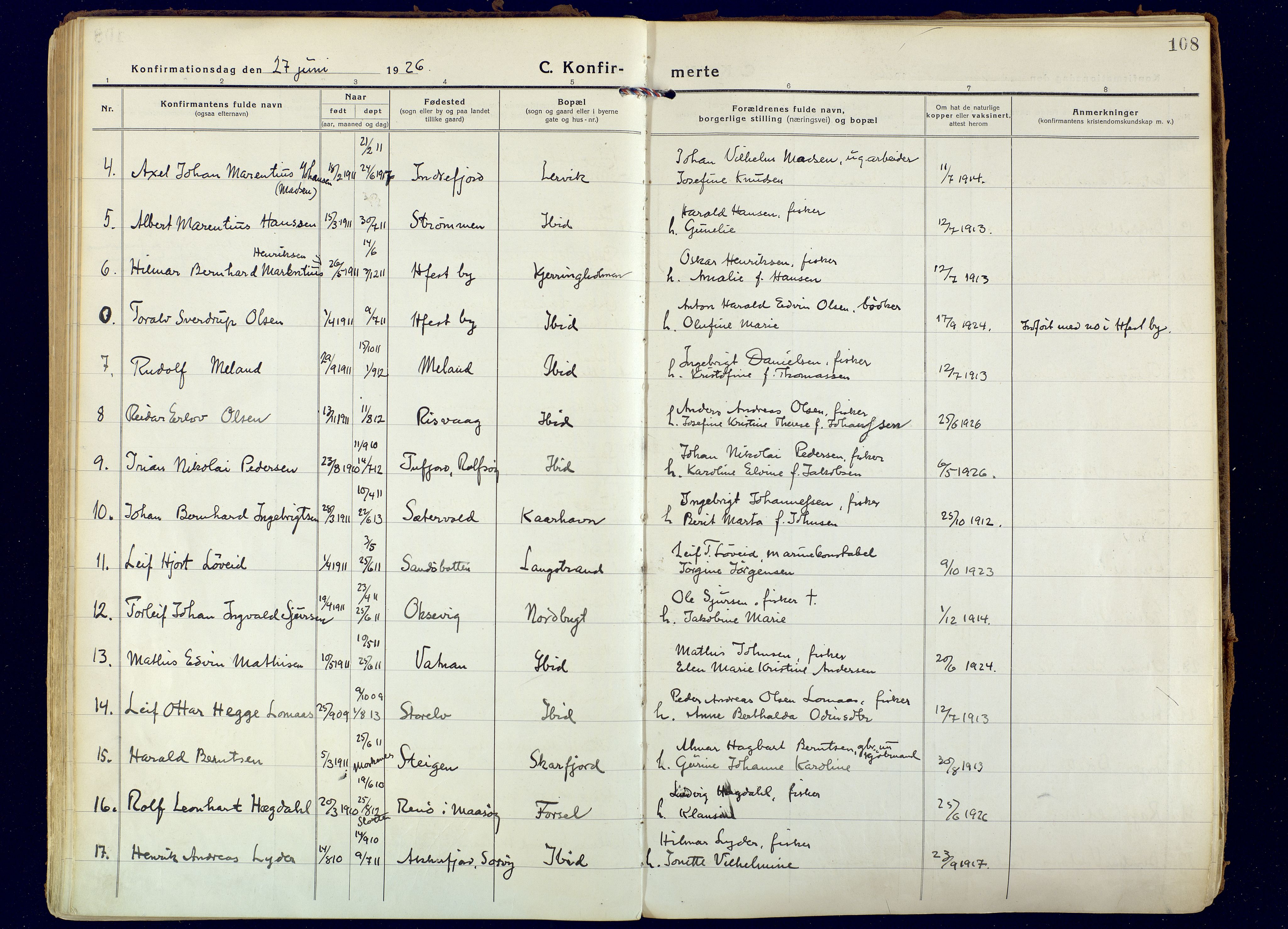 Hammerfest sokneprestkontor, AV/SATØ-S-1347/H/Ha/L0018.kirke: Parish register (official) no. 18, 1918-1933, p. 108