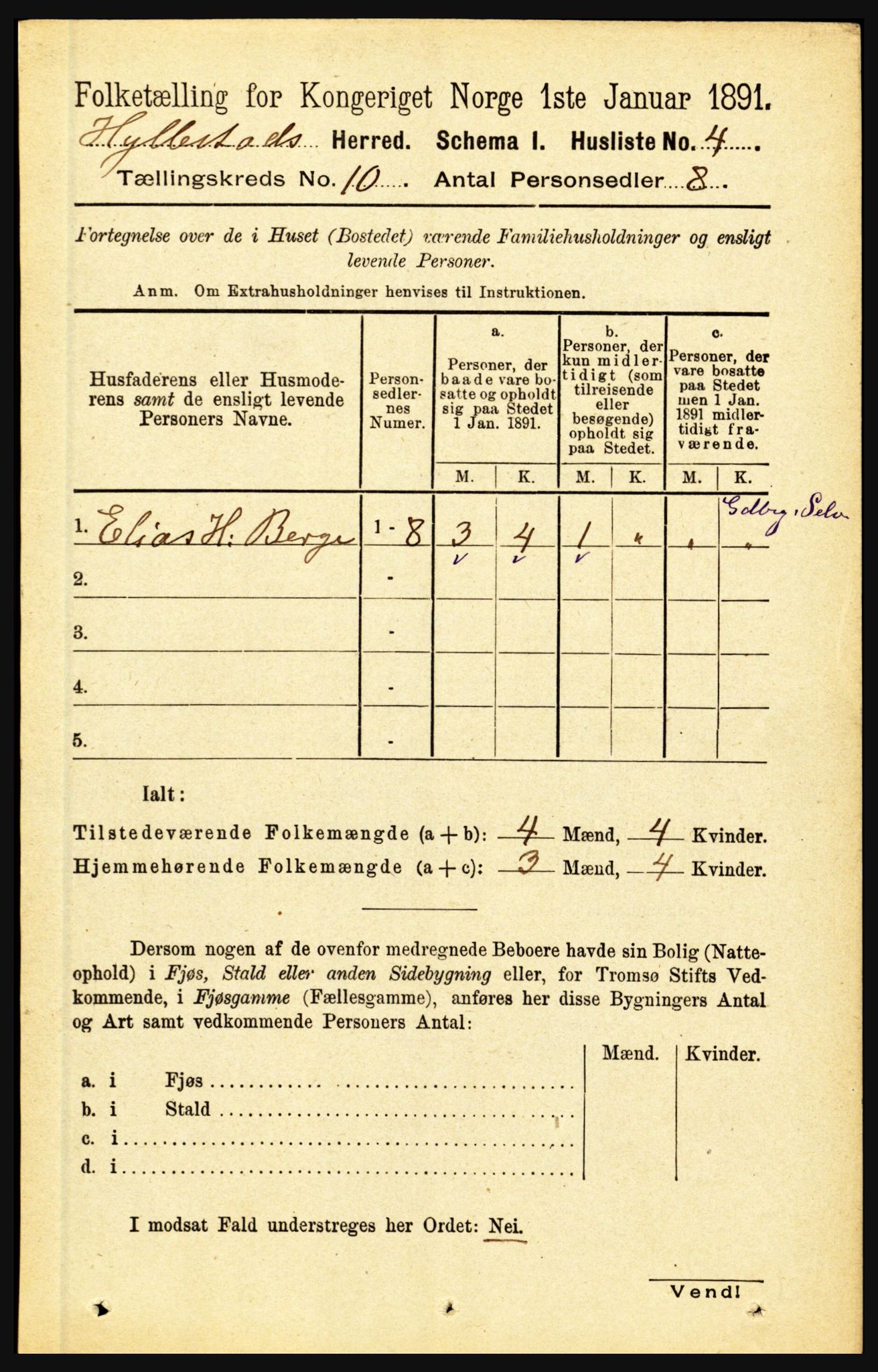 RA, 1891 census for 1413 Hyllestad, 1891, p. 1626