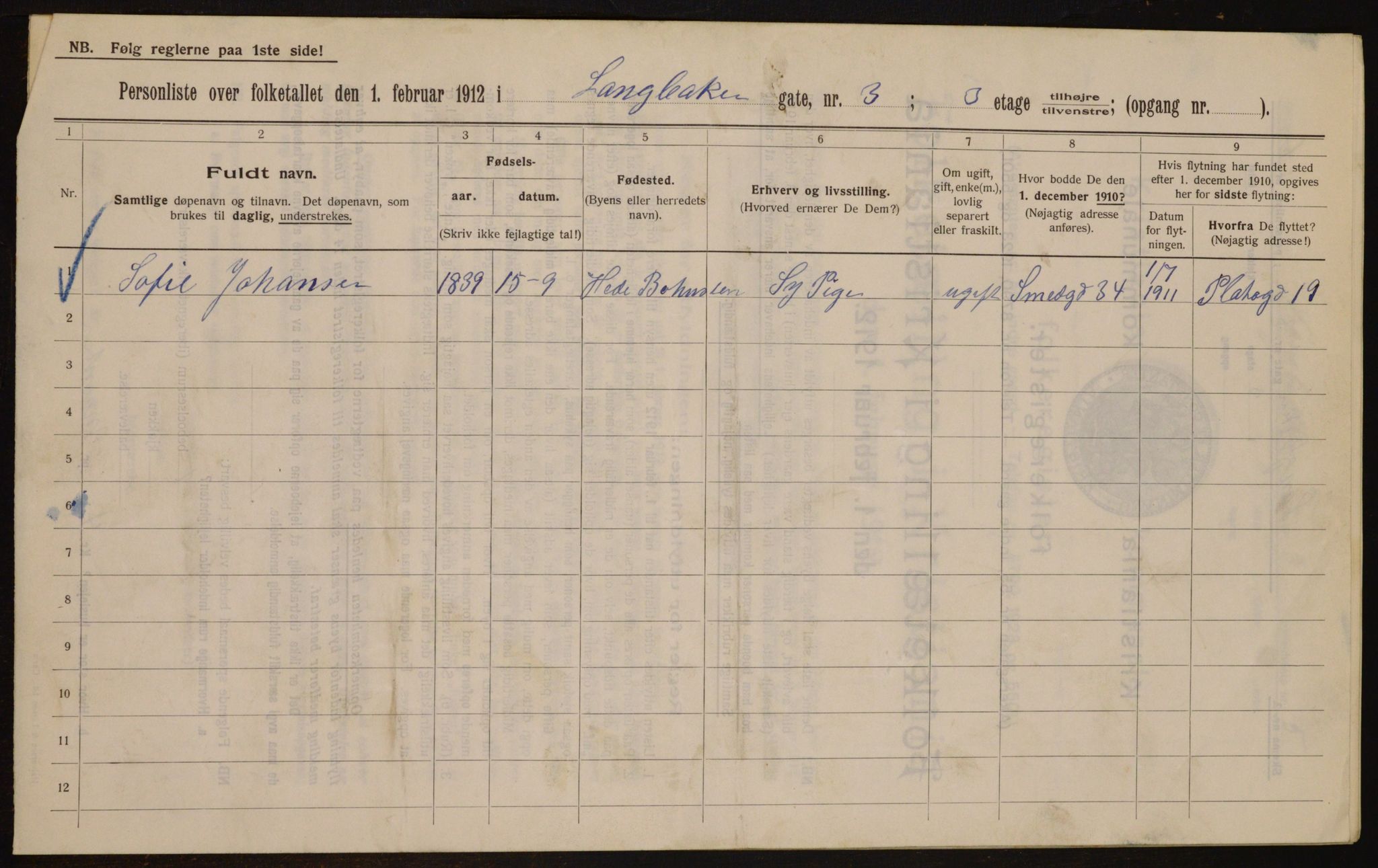 OBA, Municipal Census 1912 for Kristiania, 1912, p. 56612