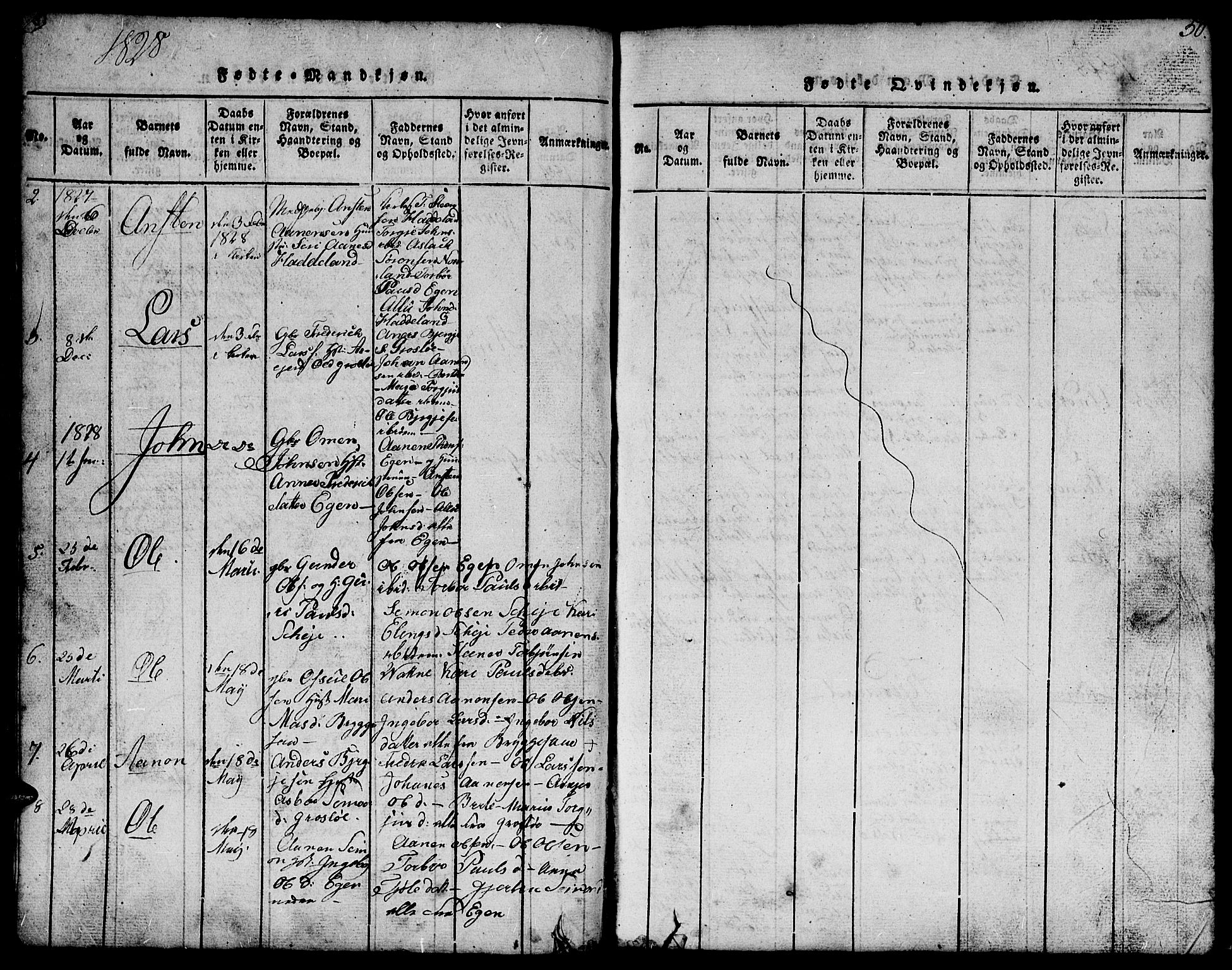 Hægebostad sokneprestkontor, AV/SAK-1111-0024/F/Fb/Fbb/L0001: Parish register (copy) no. B 1, 1816-1850, p. 50