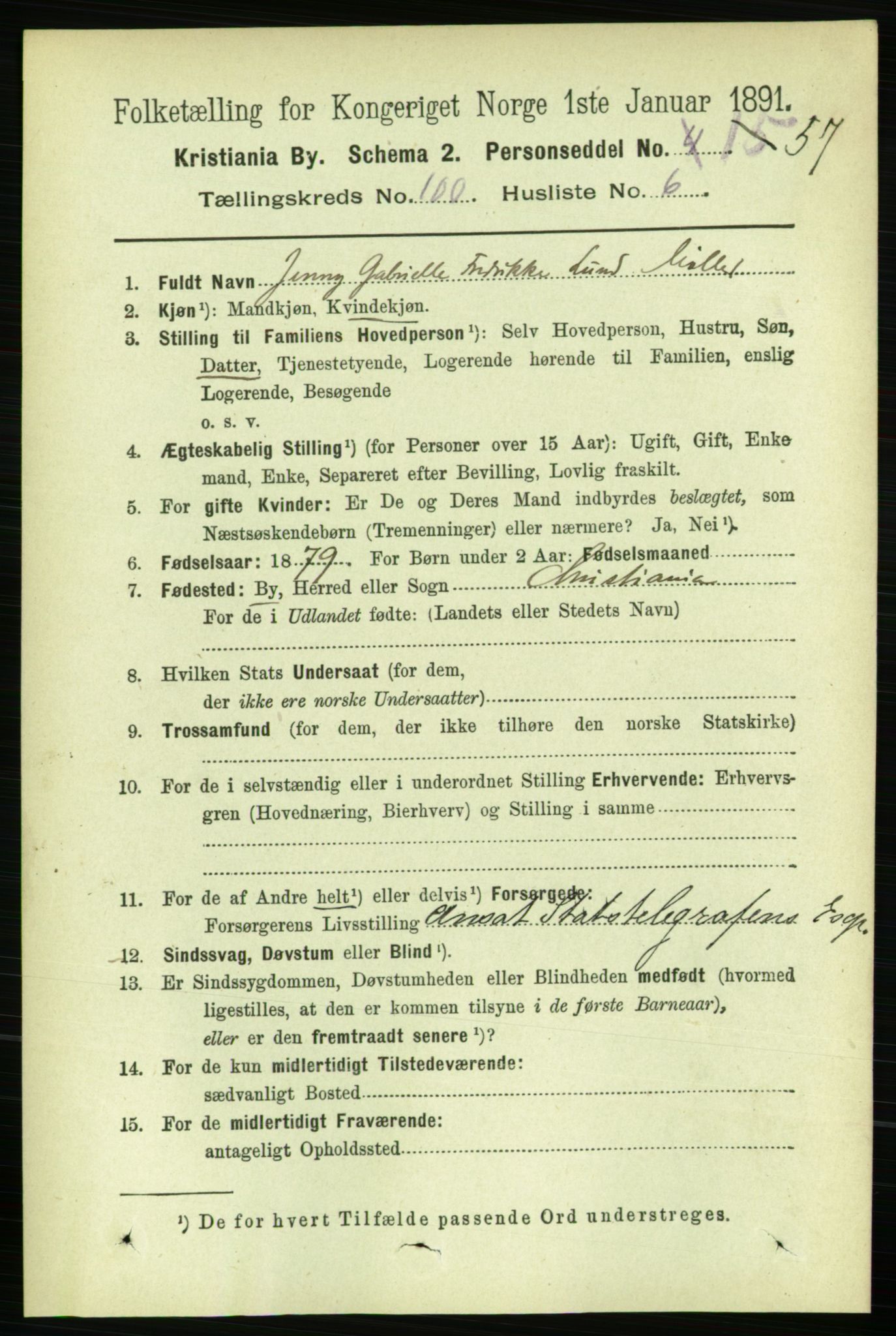RA, 1891 census for 0301 Kristiania, 1891, p. 49444