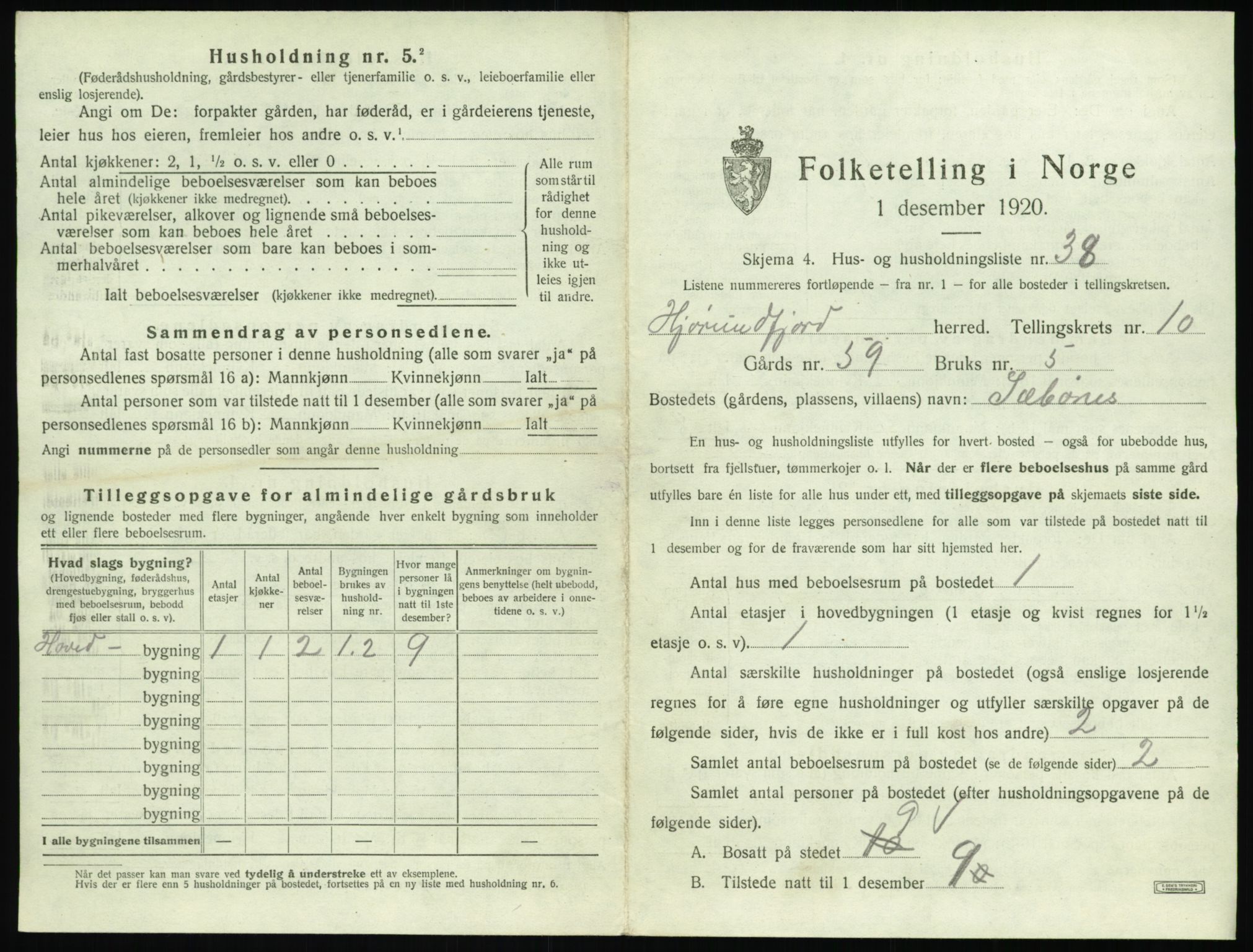 SAT, 1920 census for Hjørundfjord, 1920, p. 557